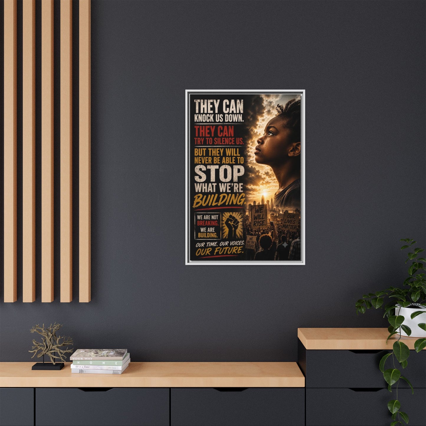 "They Can Knock Us Down" Framed Matte Canvas Wall Art