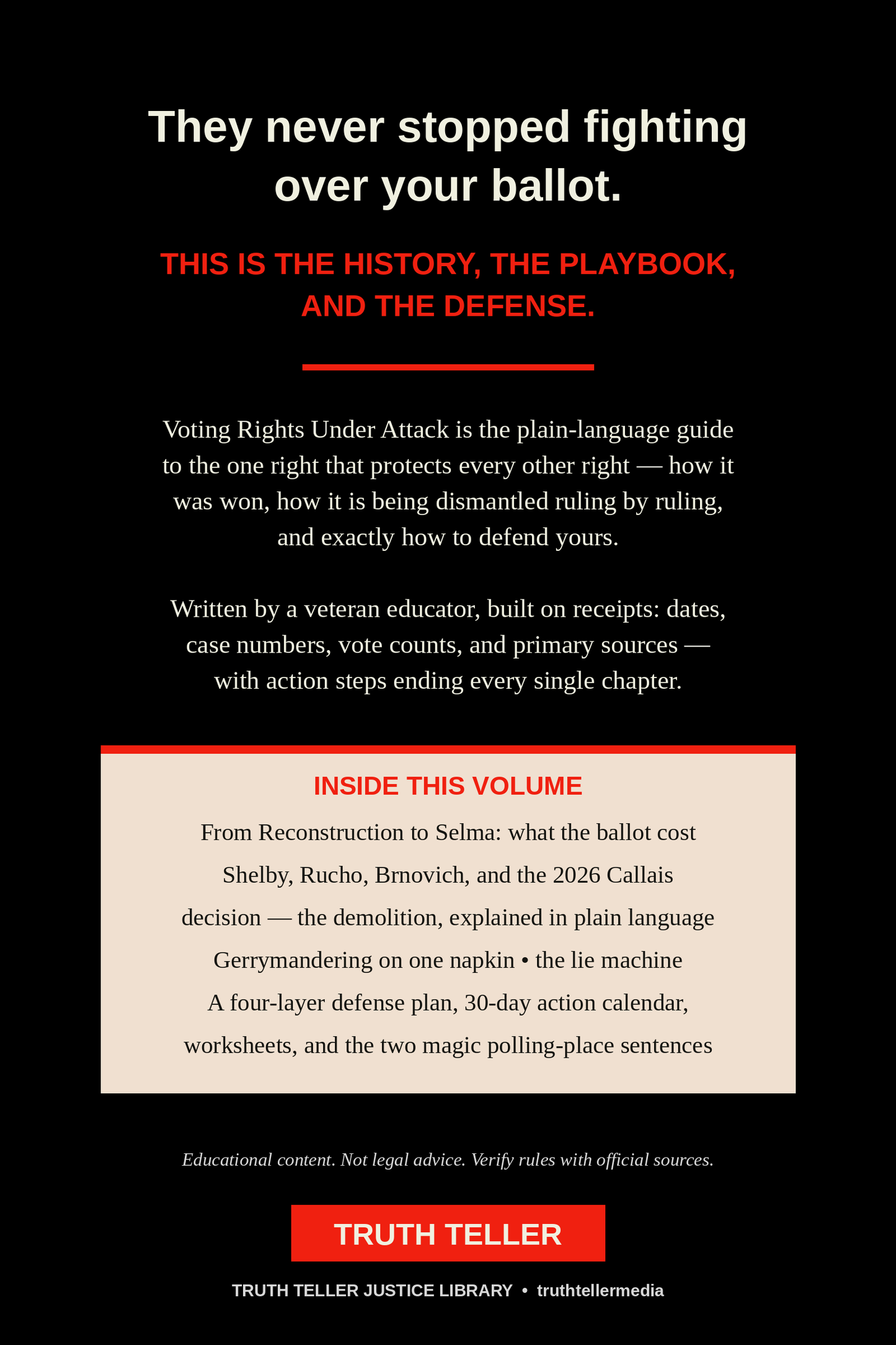 Voting Rights Under Attack: How the Ballot Was Won. How It's Being Taken. How to Defend Yours. (Digital Ebook — Instant Download)