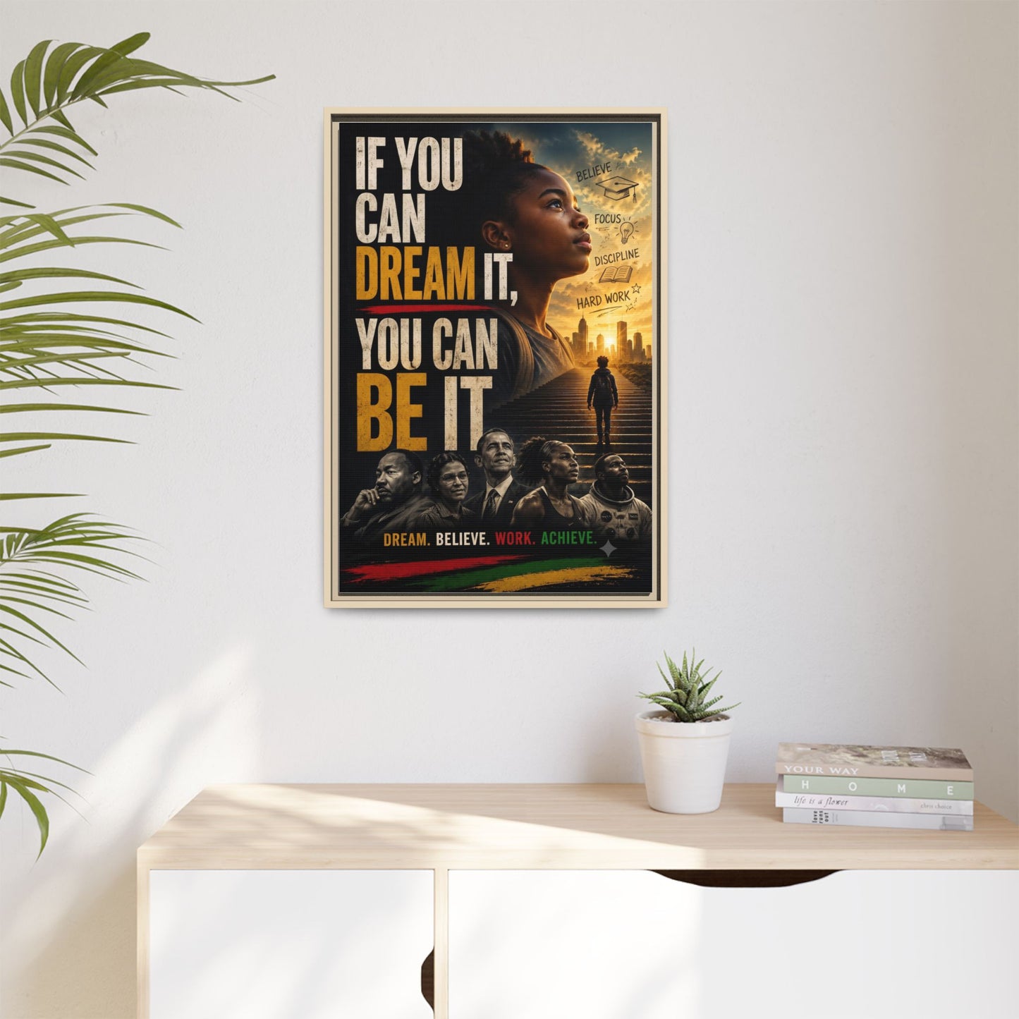 "If You Can Dream It, You Can Be It" Framed Canvas Wall Art