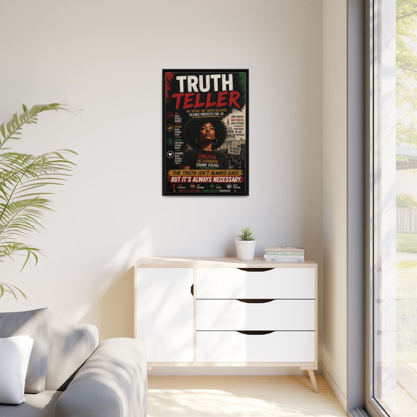 Truth Teller We Speak the Truth Because Silence Protects the Lie  Framed Matte Canvas Wall Art