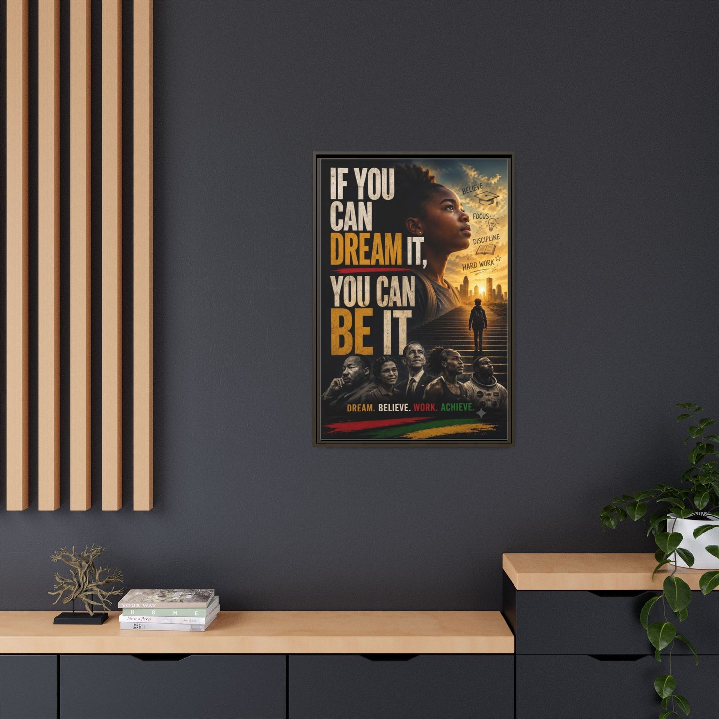 "If You Can Dream It, You Can Be It" Framed Canvas Wall Art