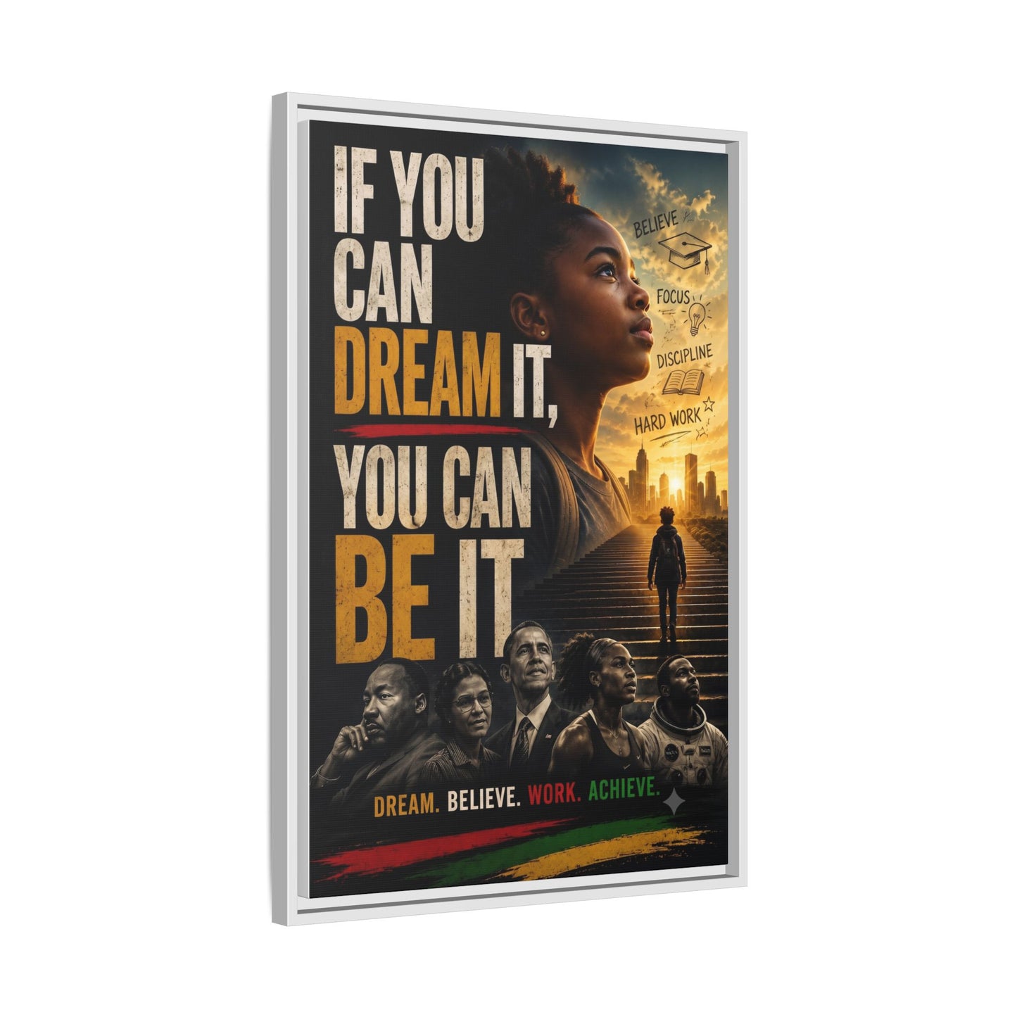 "If You Can Dream It, You Can Be It" Framed Canvas Wall Art
