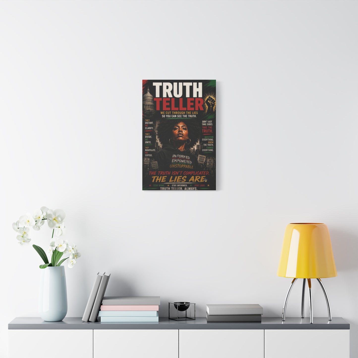 Truth Teller We Cut Through the Lies So You Can See the Truth. Matte Canvas Wall Art