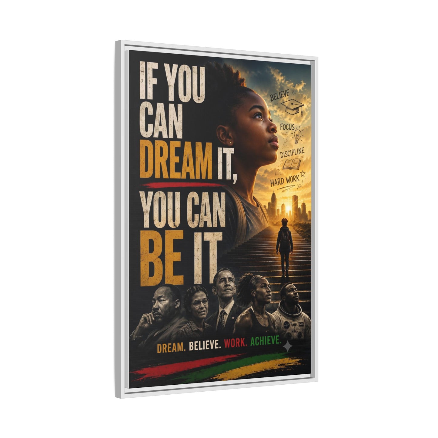 "If You Can Dream It, You Can Be It" Framed Canvas Wall Art