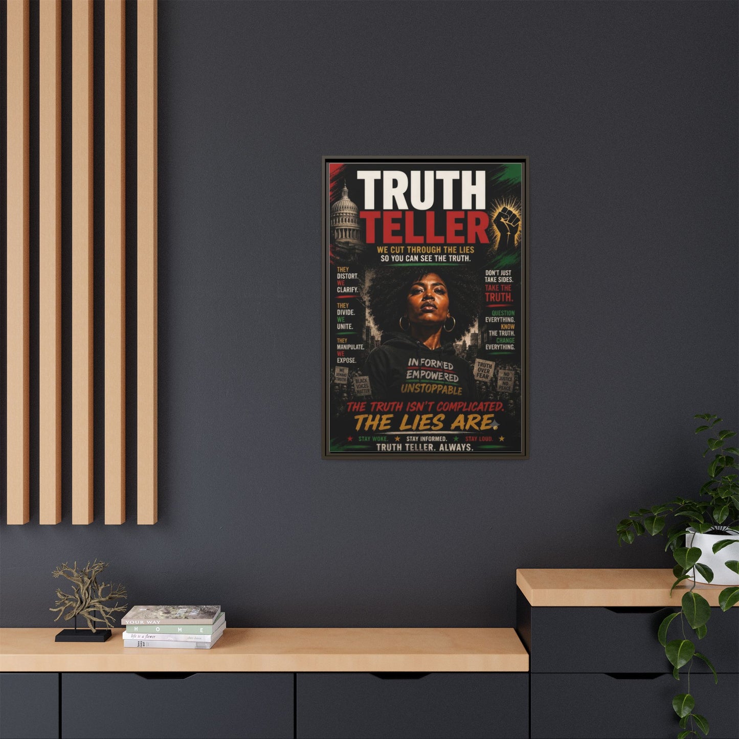 Truth Teller We Cut Through the Lies So You Can See the Truth. Framed Matte Canvas Wall Art