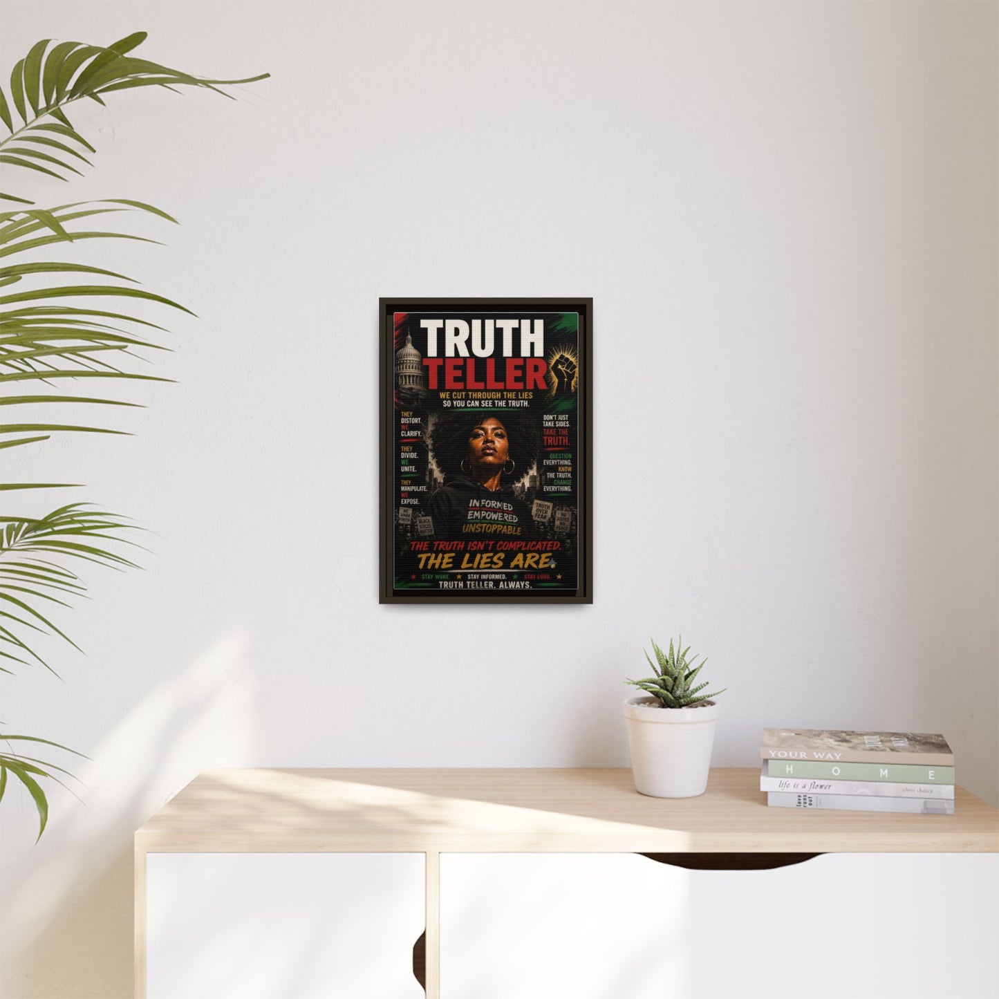 Truth Teller We Cut Through the Lies So You Can See the Truth. Framed Matte Canvas Wall Art