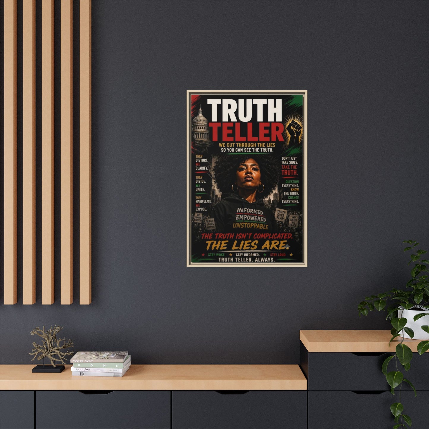 Truth Teller We Cut Through the Lies So You Can See the Truth. Framed Matte Canvas Wall Art
