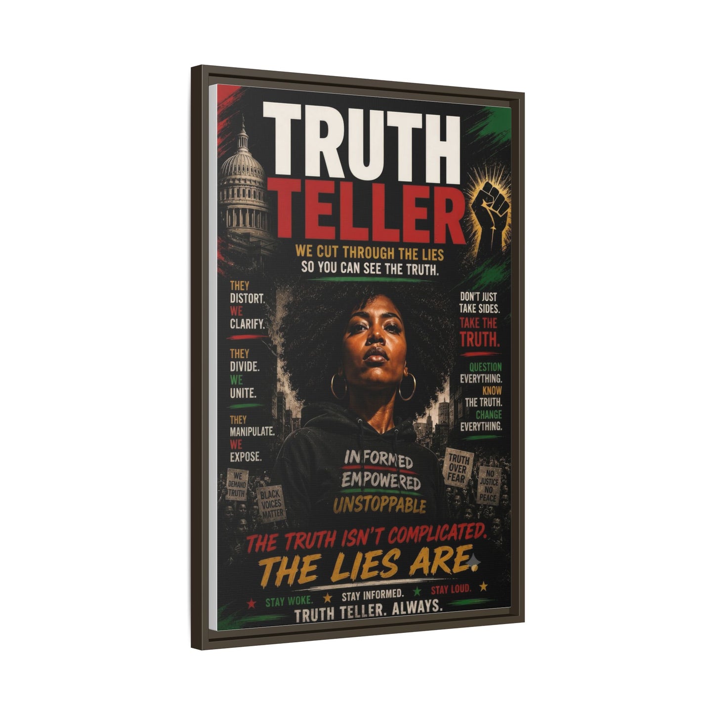 Truth Teller We Cut Through the Lies So You Can See the Truth. Framed Matte Canvas Wall Art
