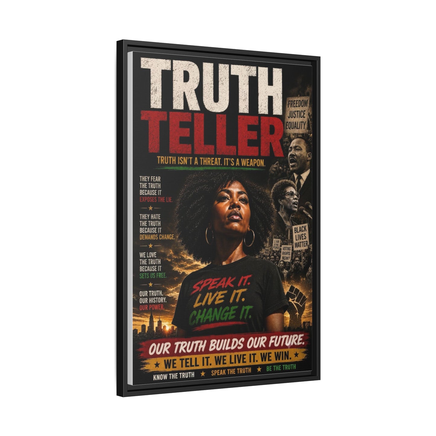 Truth Teller Truth Isn't a Threat. It's a Weapon Framed Canvas  Wall Art