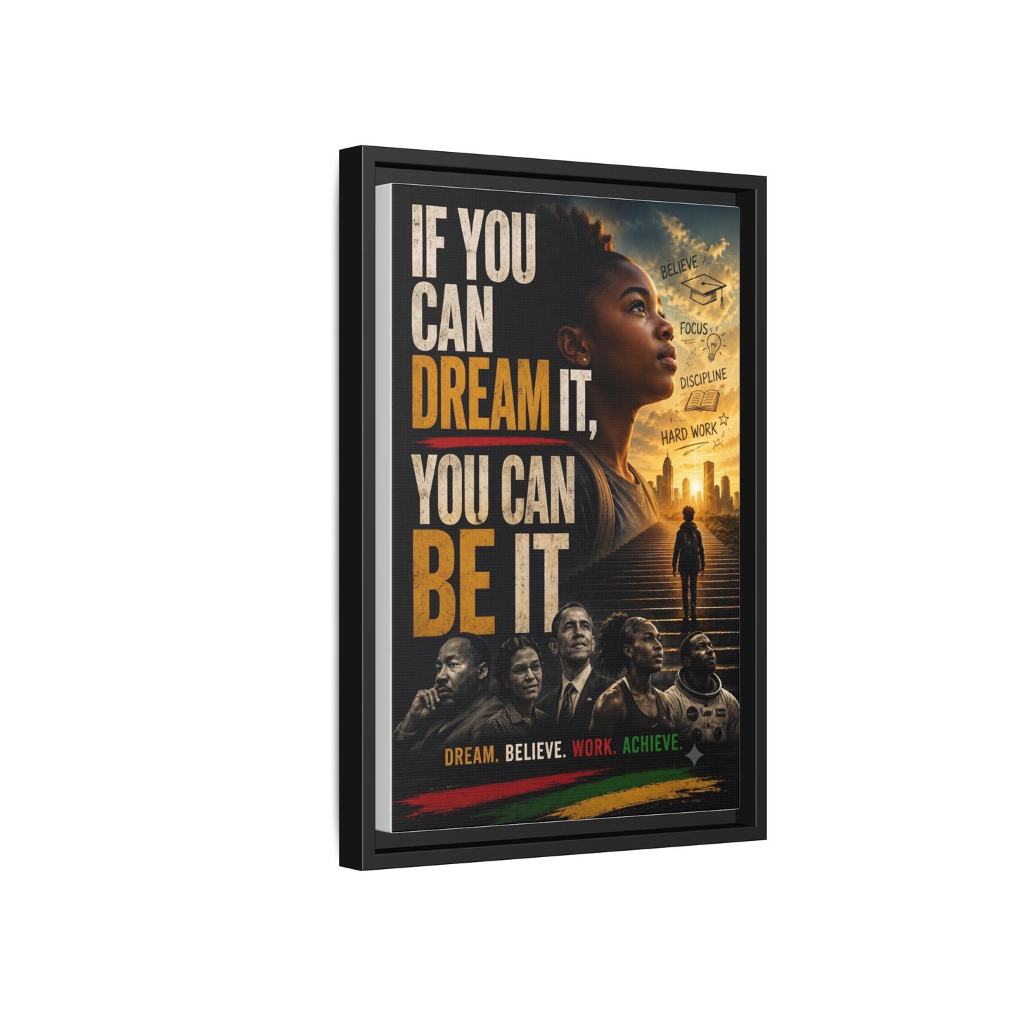 "If You Can Dream It, You Can Be It" Framed Canvas Wall Art