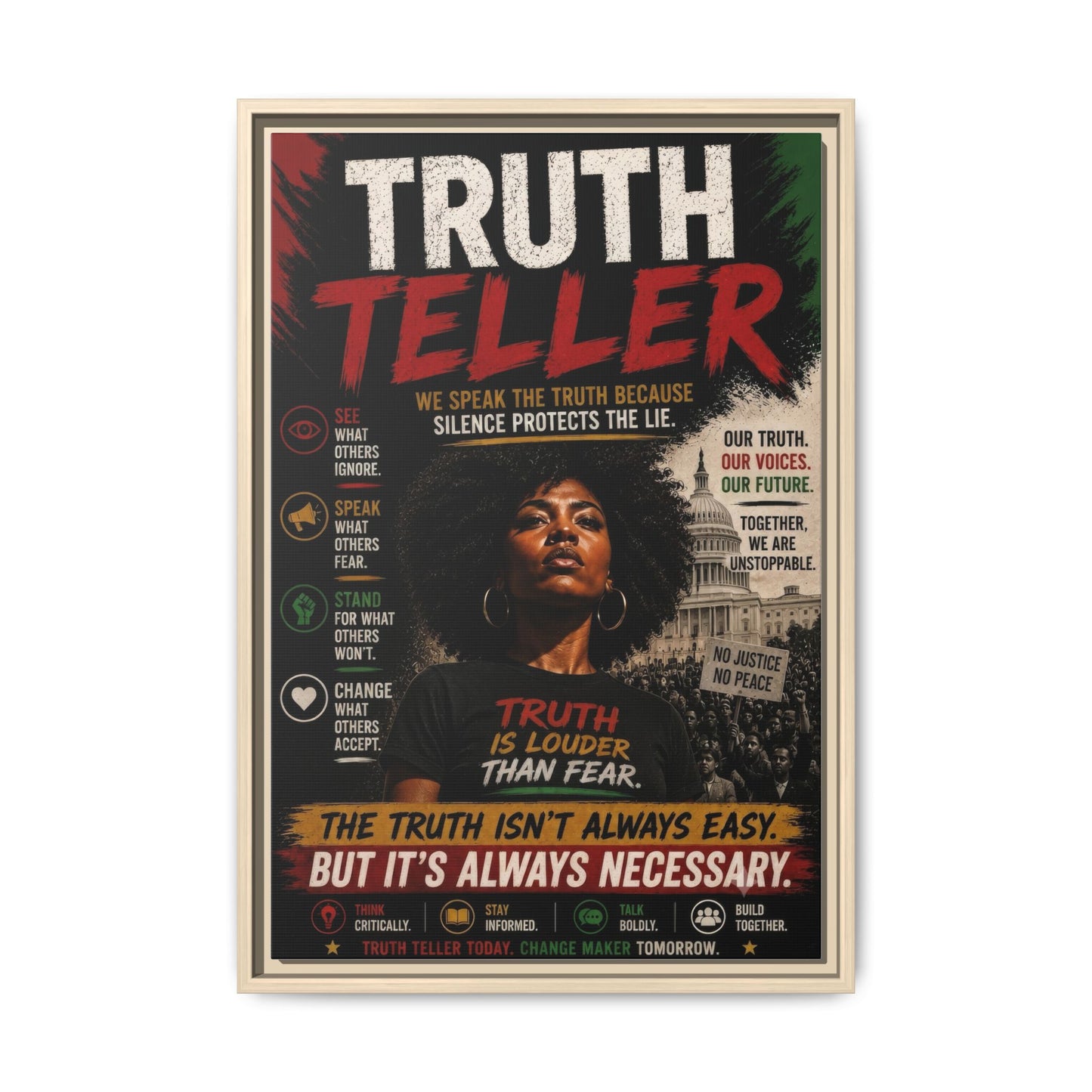 Truth Teller We Speak the Truth Because Silence Protects the Lie  Framed Matte Canvas Wall Art