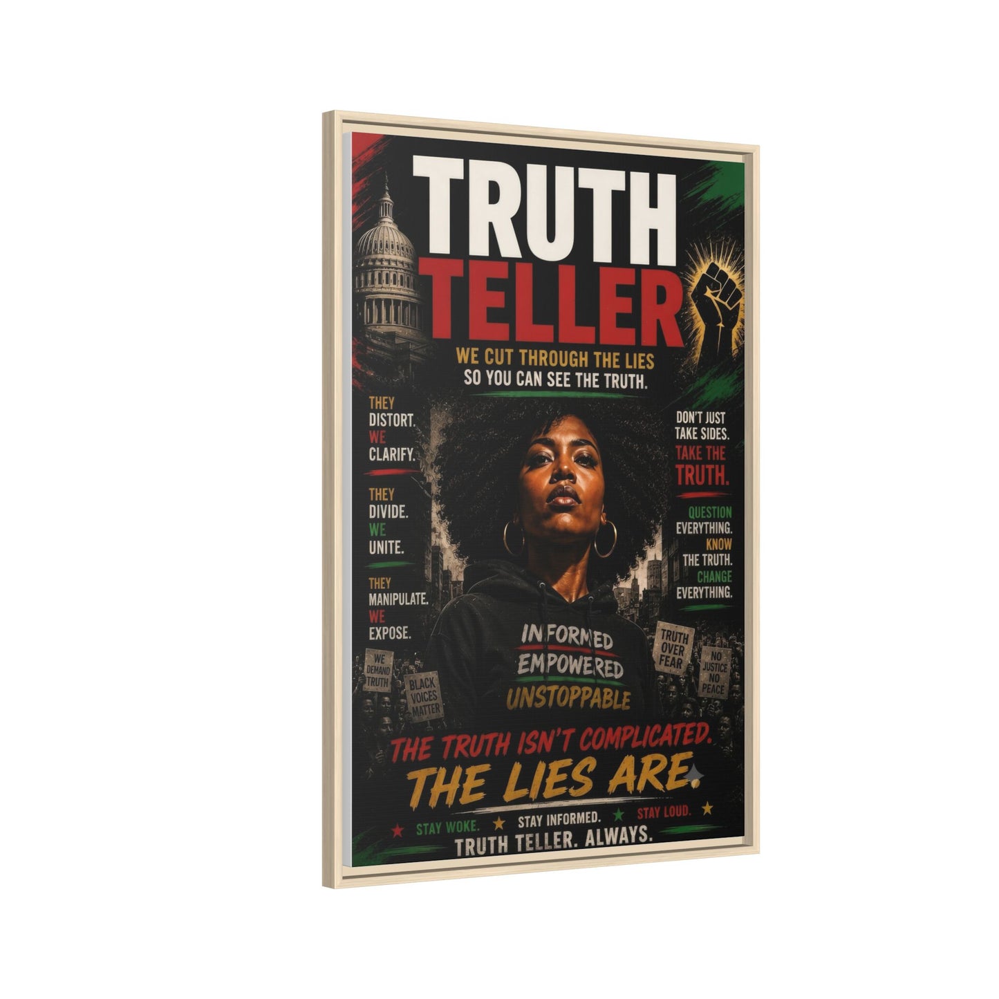 Truth Teller We Cut Through the Lies So You Can See the Truth. Framed Matte Canvas Wall Art