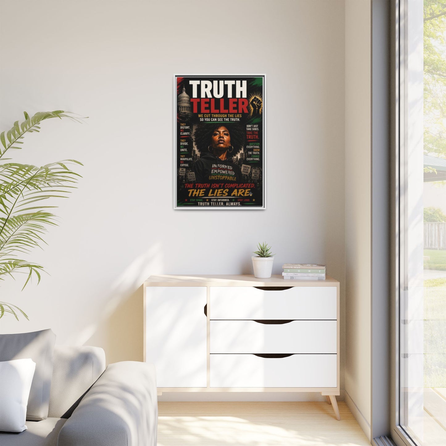 Truth Teller We Cut Through the Lies So You Can See the Truth. Framed Matte Canvas Wall Art