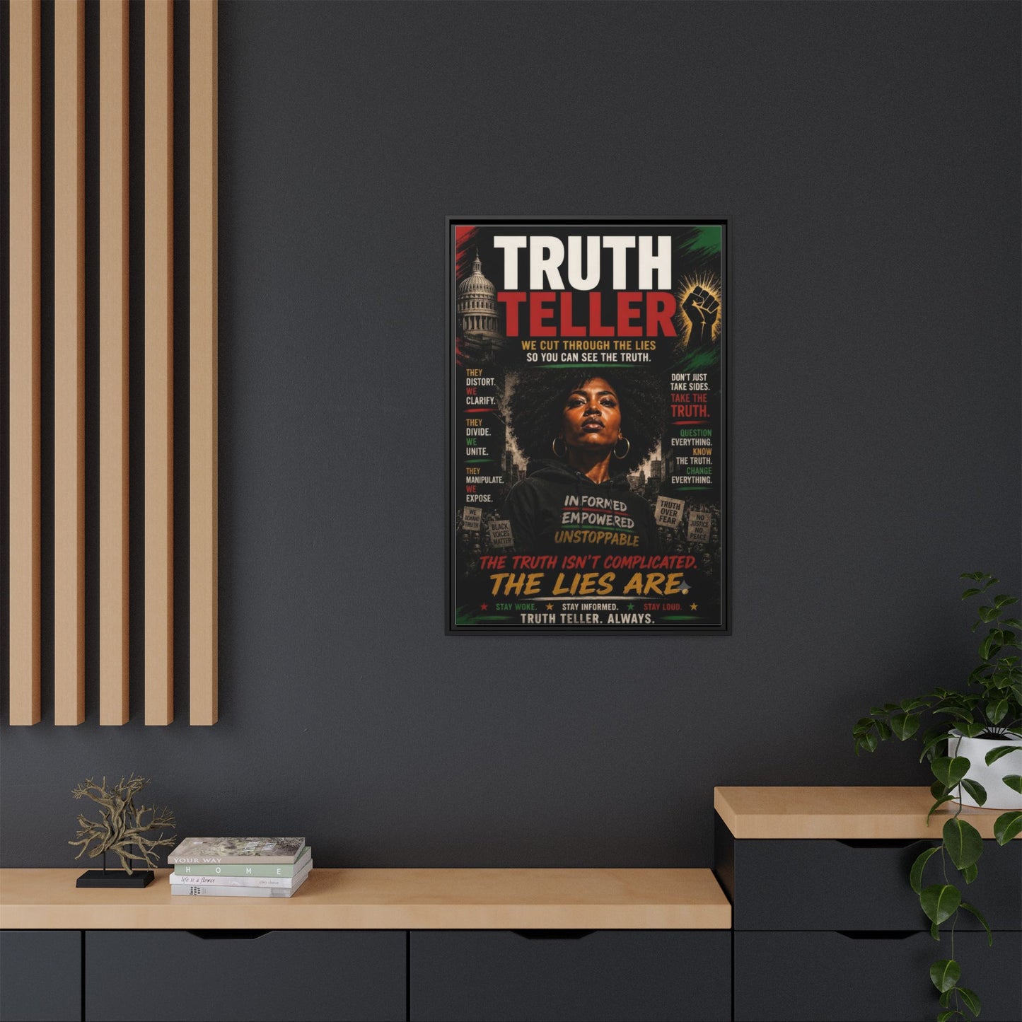 Truth Teller We Cut Through the Lies So You Can See the Truth. Framed Matte Canvas Wall Art