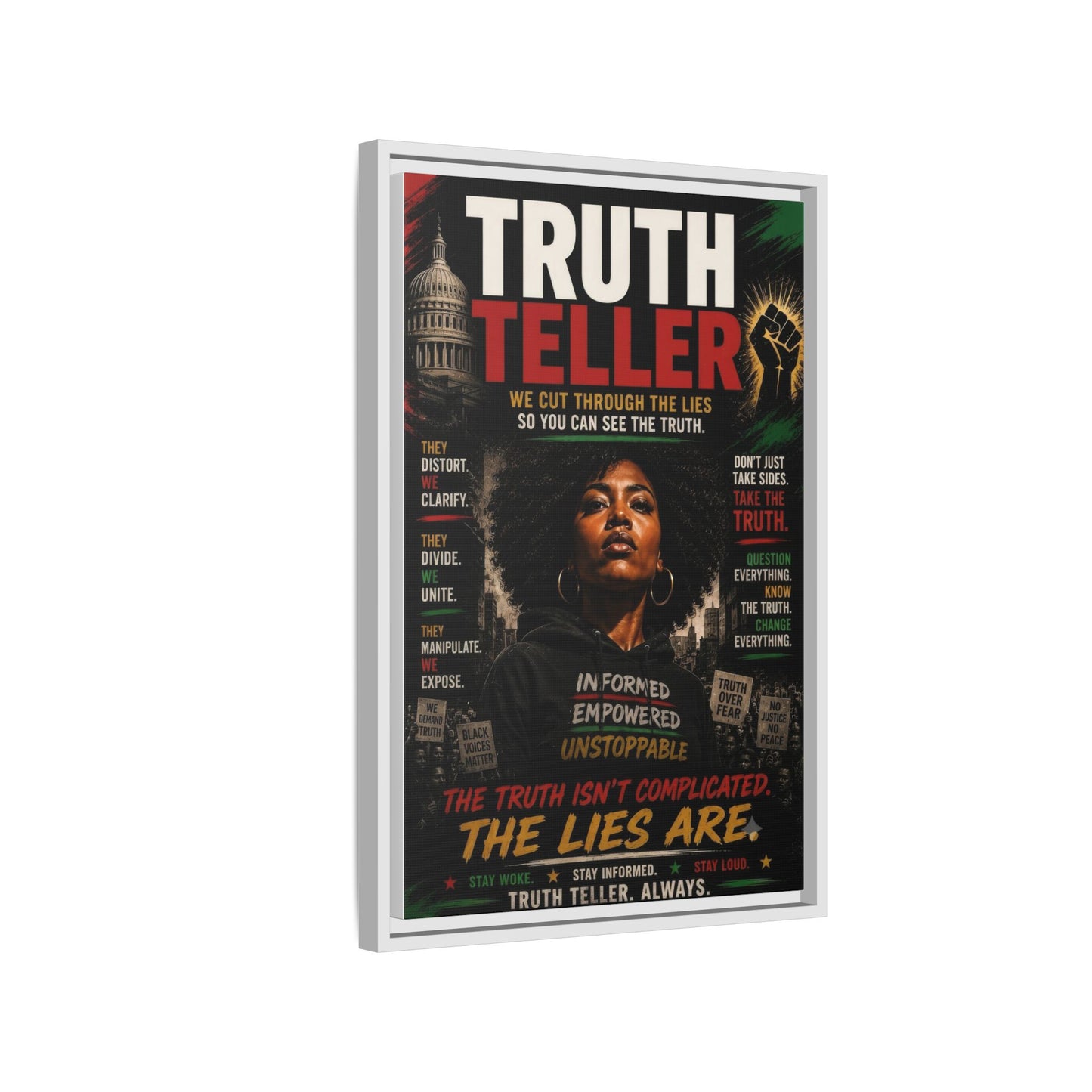 Truth Teller We Cut Through the Lies So You Can See the Truth. Framed Matte Canvas Wall Art