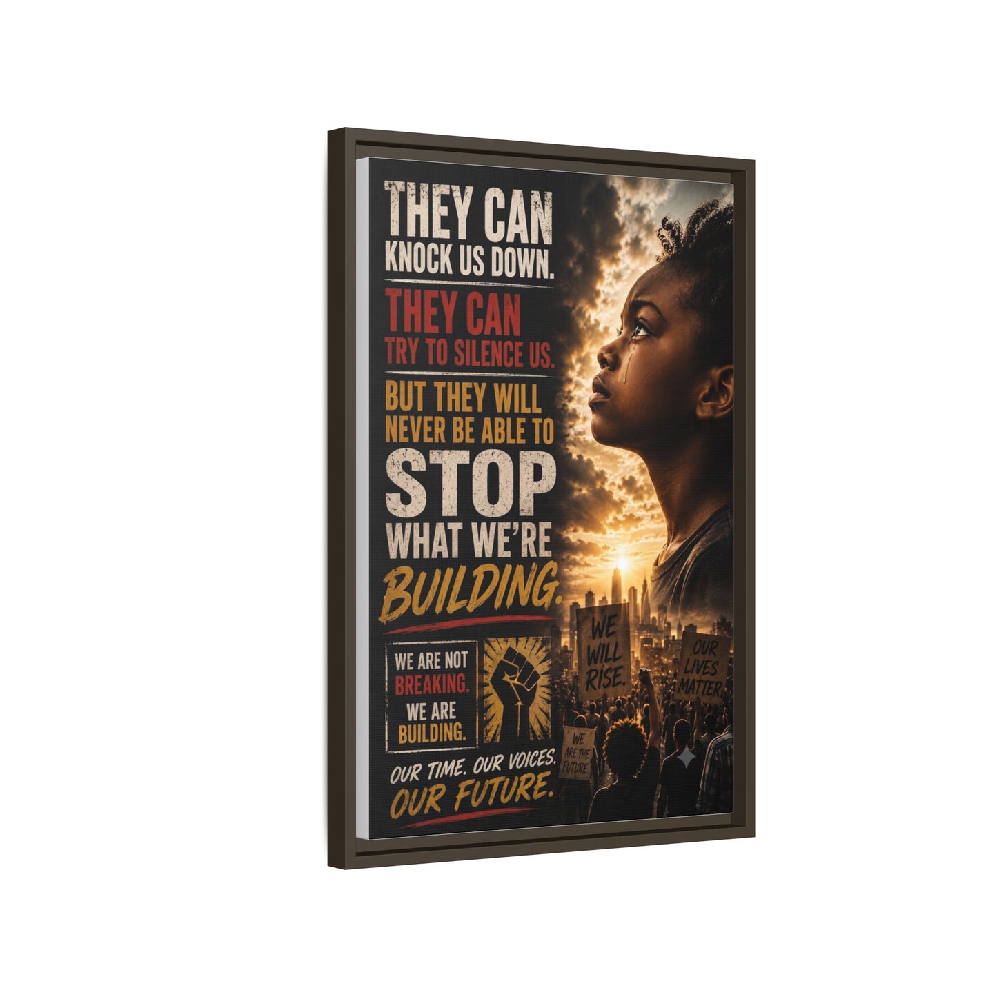 "They Can Knock Us Down" Framed Matte Canvas Wall Art