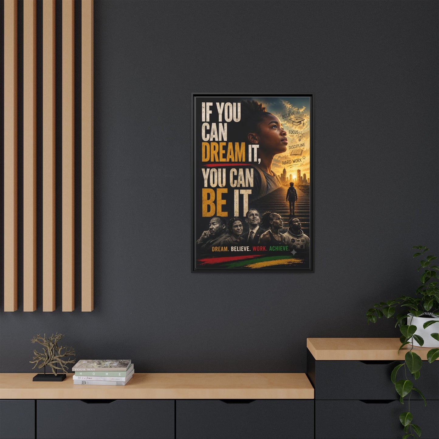 "If You Can Dream It, You Can Be It" Framed Canvas Wall Art