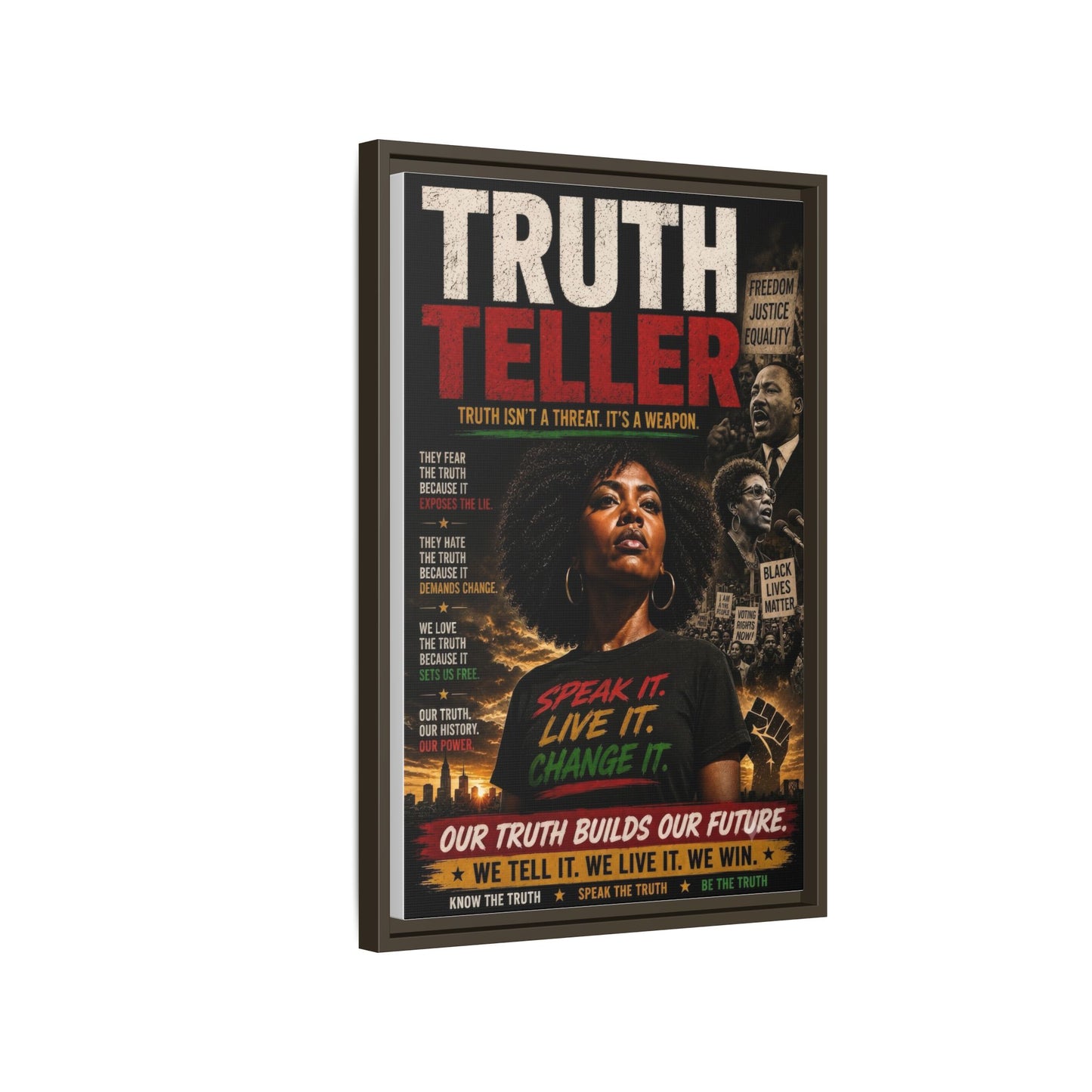 Truth Teller Truth Isn't a Threat. It's a Weapon Framed Canvas  Wall Art
