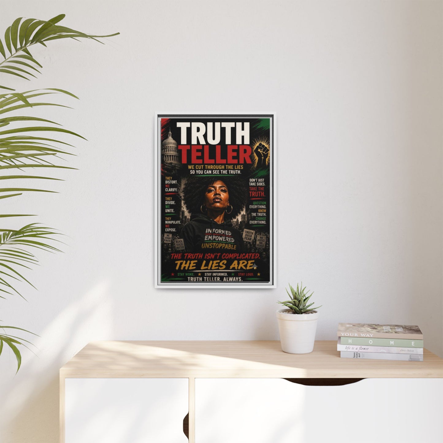 Truth Teller We Cut Through the Lies So You Can See the Truth. Framed Matte Canvas Wall Art