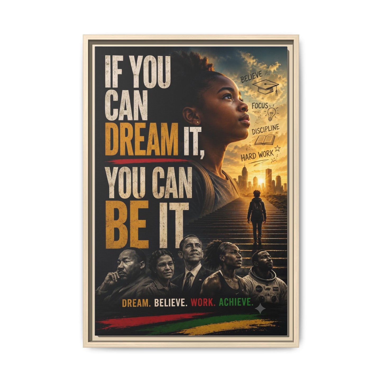 "If You Can Dream It, You Can Be It" Framed Canvas Wall Art