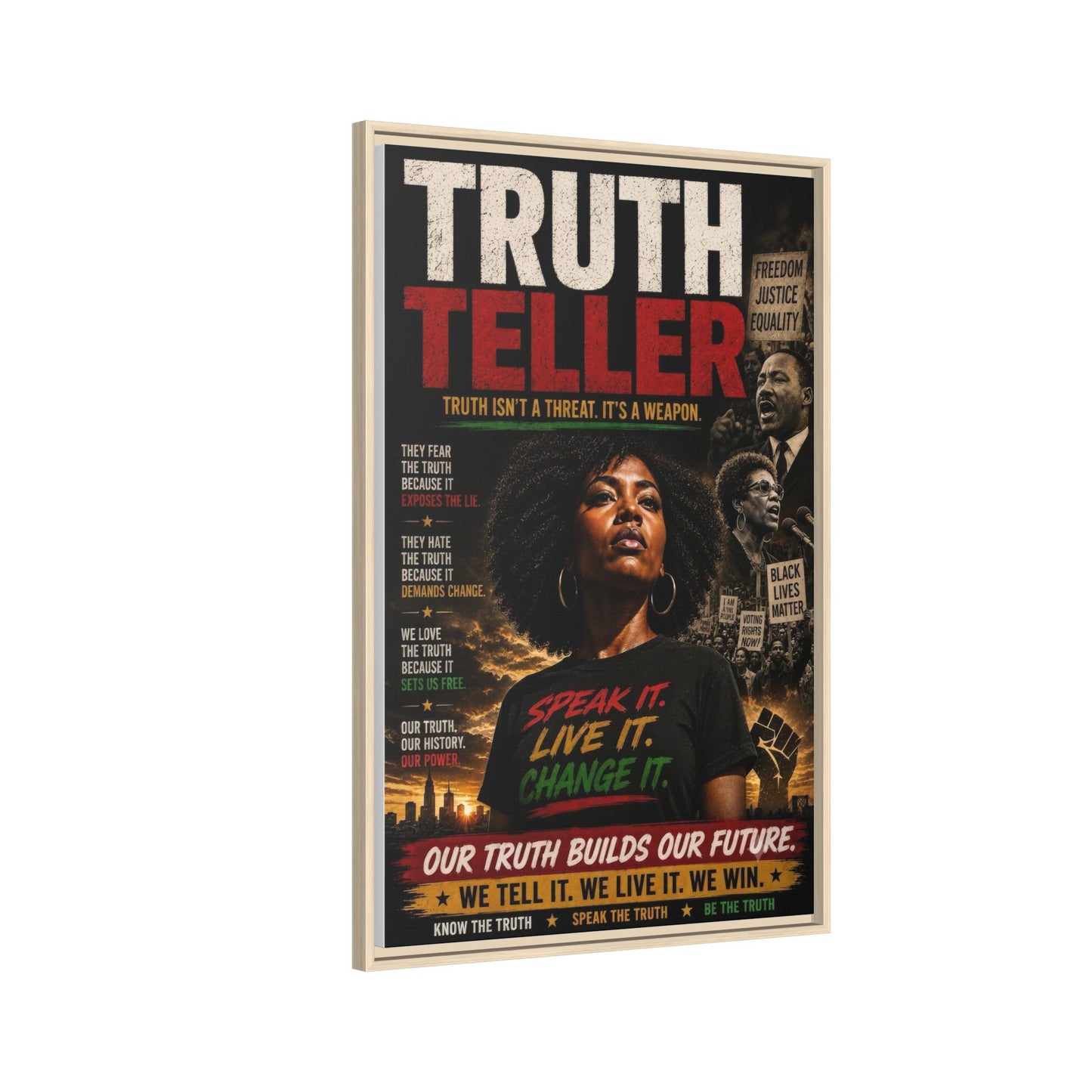 Truth Teller Truth Isn't a Threat. It's a Weapon Framed Canvas  Wall Art