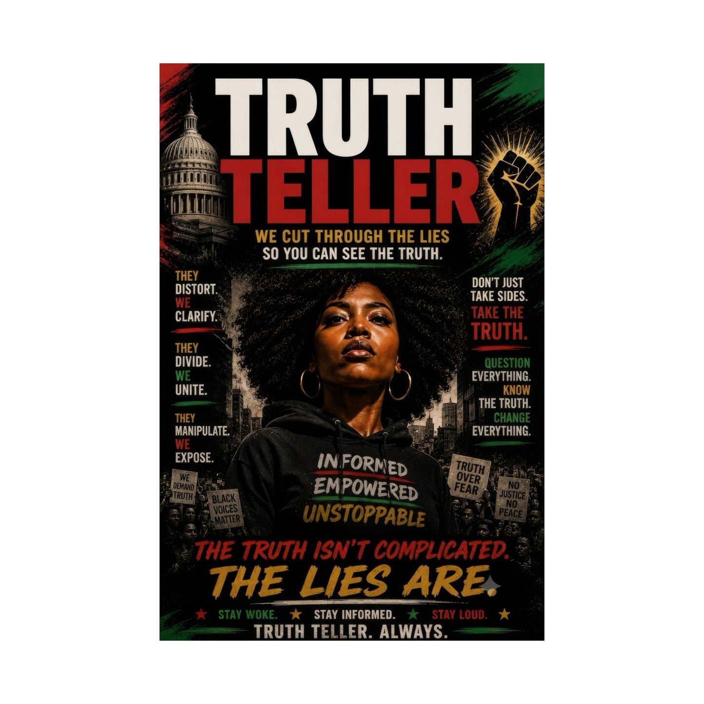Truth Teller We Cut Through the Lies So You Can See the Truth. Matte Vertical Poster