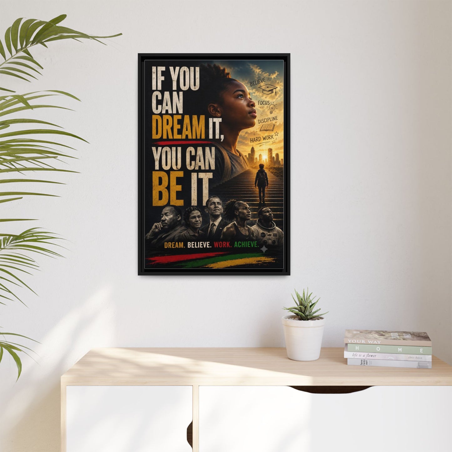 "If You Can Dream It, You Can Be It" Framed Canvas Wall Art