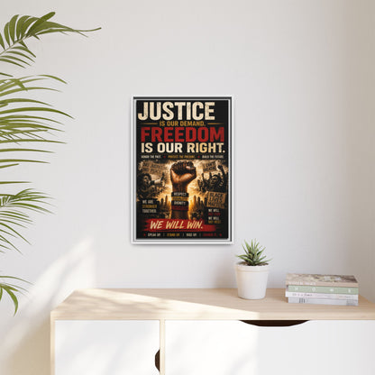 Justice Is Our Demand. Freedom is Our Right. Framed Canvas Wall Art