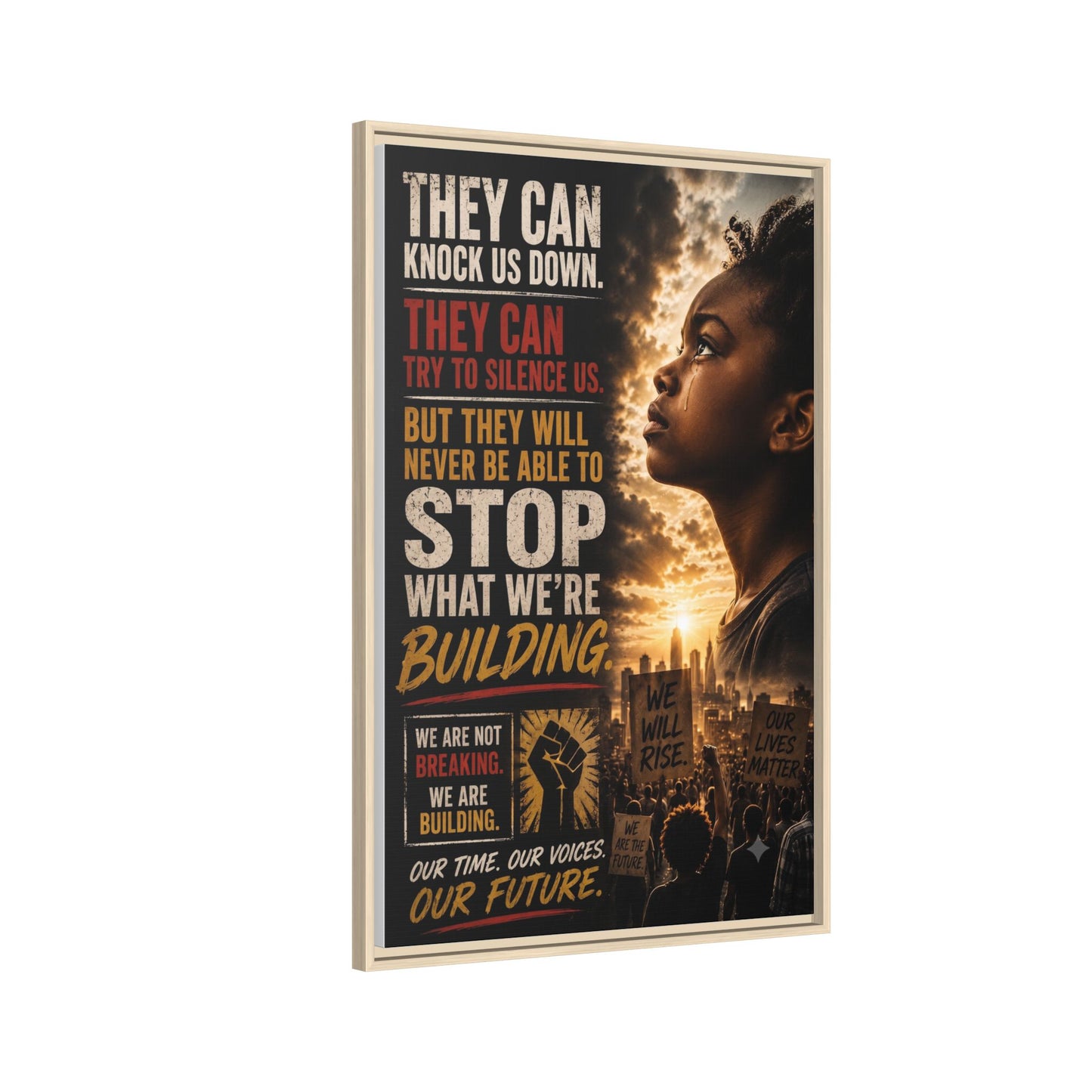 "They Can Knock Us Down" Framed Matte Canvas Wall Art