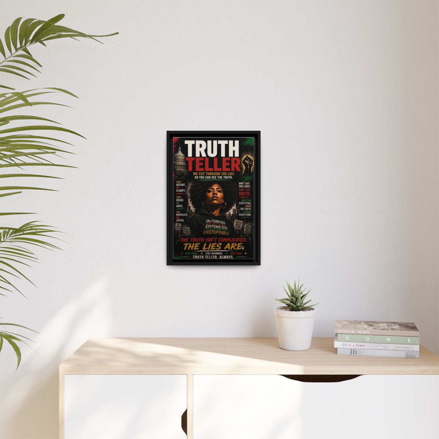 Truth Teller We Cut Through the Lies So You Can See the Truth. Framed Matte Canvas Wall Art