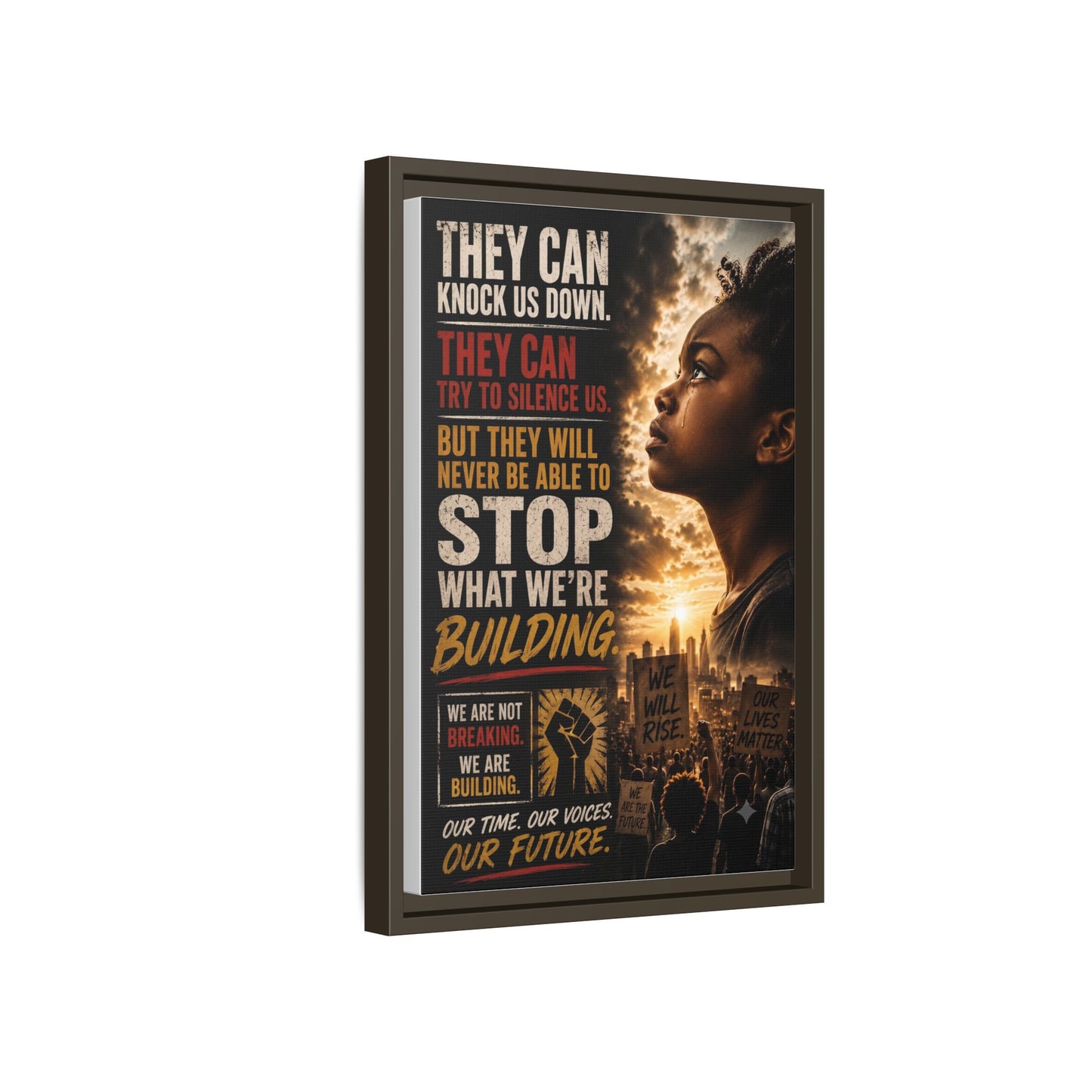 "They Can Knock Us Down" Framed Matte Canvas Wall Art