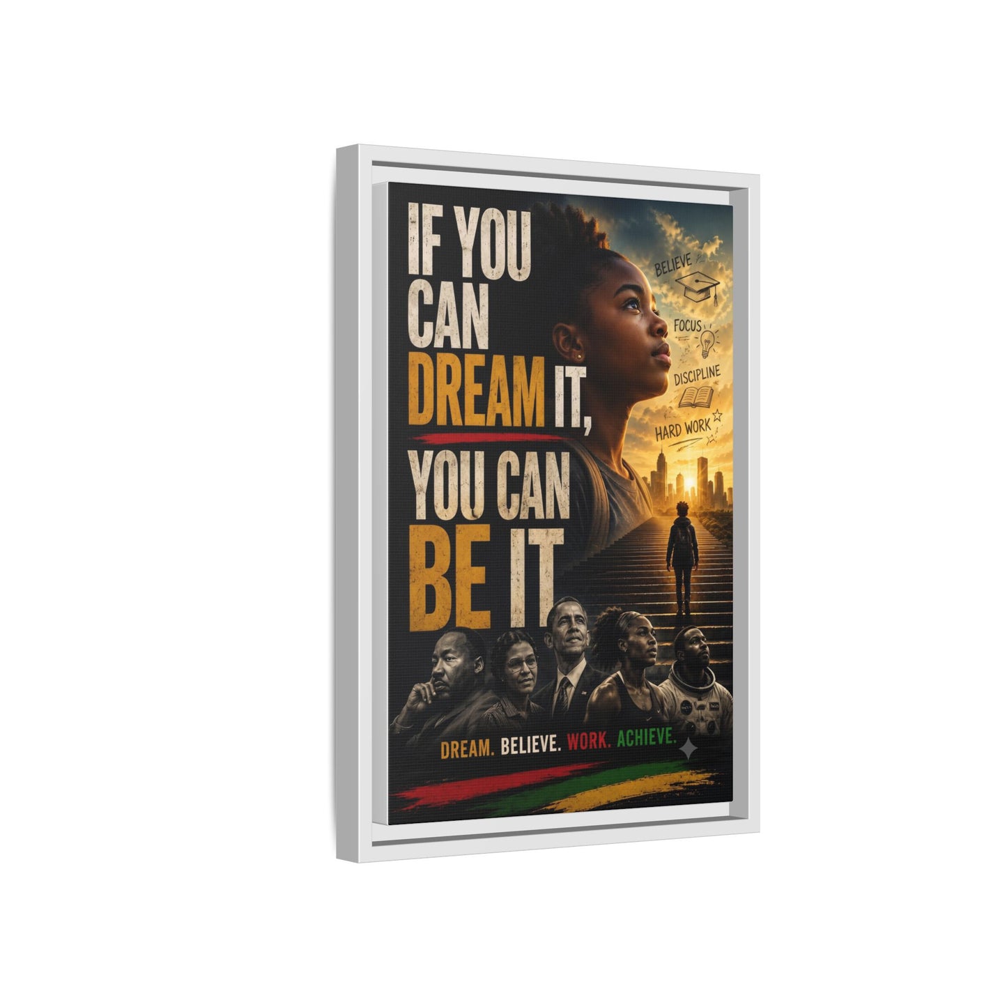 "If You Can Dream It, You Can Be It" Framed Canvas Wall Art