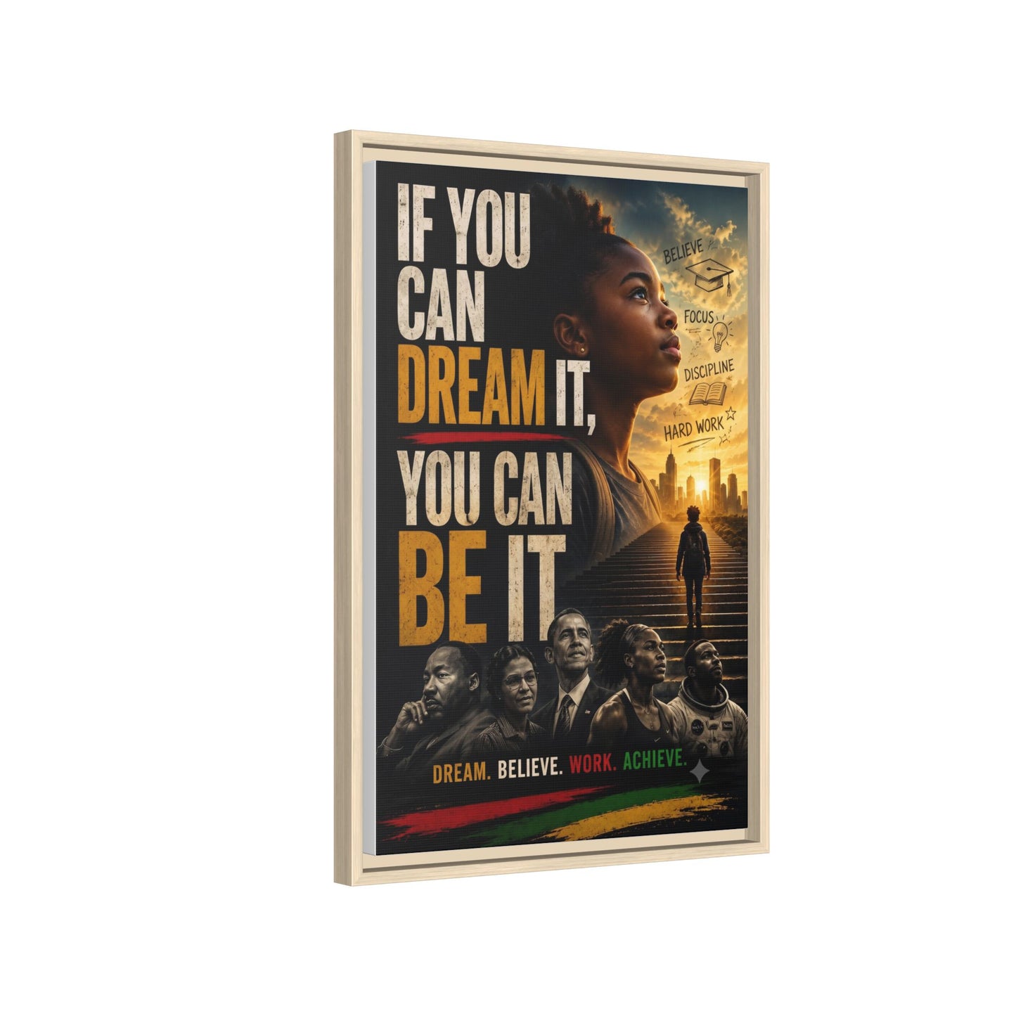 "If You Can Dream It, You Can Be It" Framed Canvas Wall Art