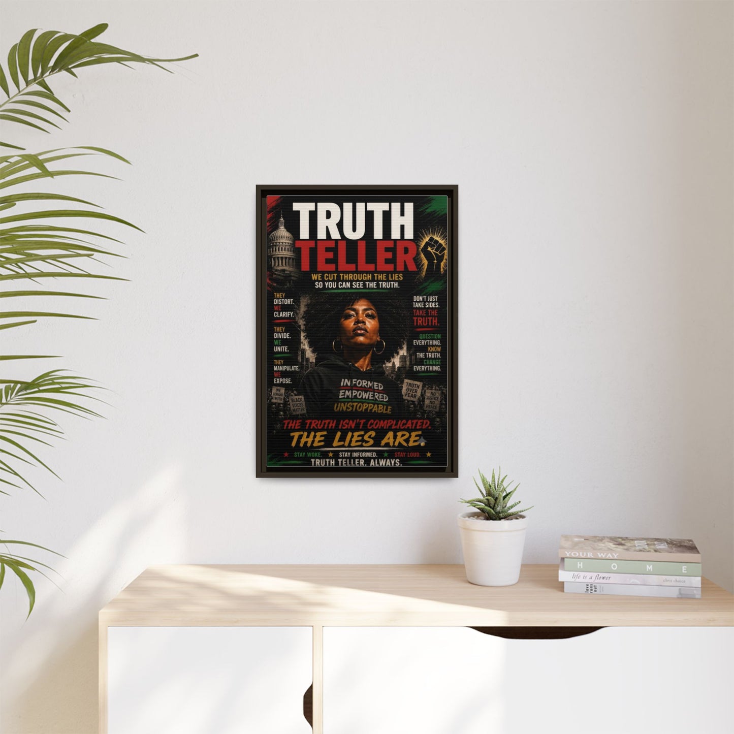 Truth Teller We Cut Through the Lies So You Can See the Truth. Framed Matte Canvas Wall Art