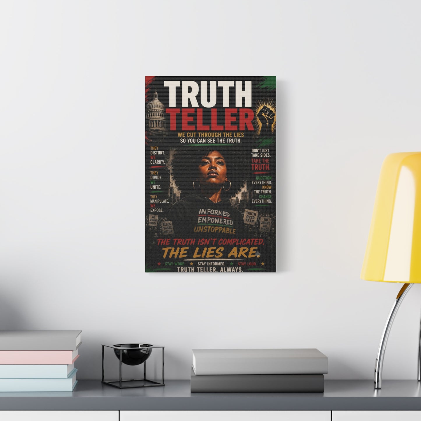 Truth Teller We Cut Through the Lies So You Can See the Truth. Matte Canvas Wall Art