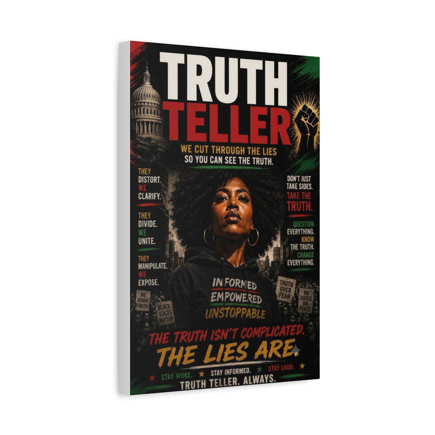 Truth Teller We Cut Through the Lies So You Can See the Truth. Matte Canvas Wall Art