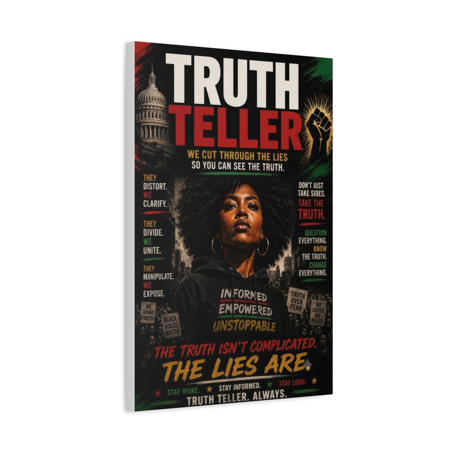 Truth Teller We Cut Through the Lies So You Can See the Truth. Matte Canvas Wall Art