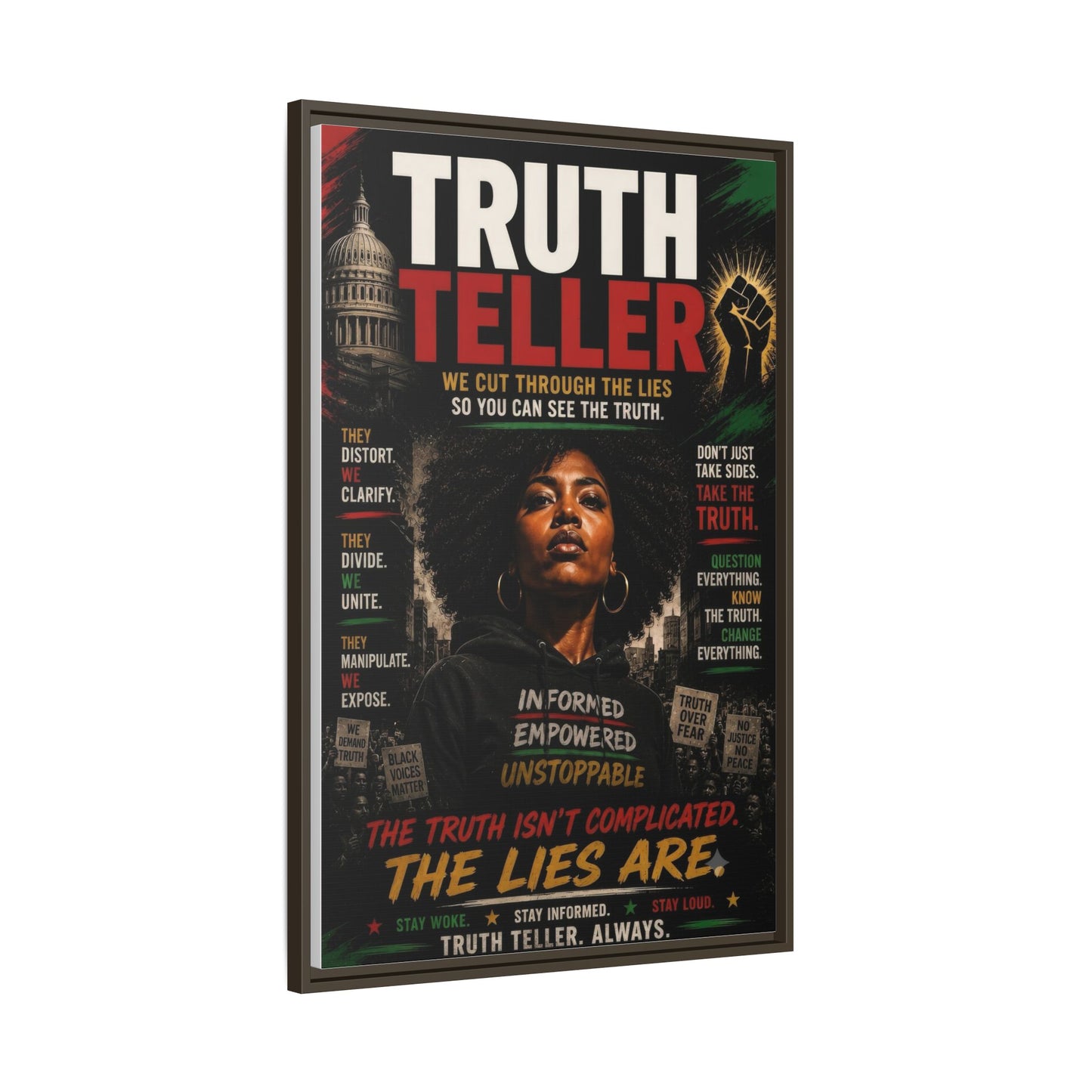 Truth Teller We Cut Through the Lies So You Can See the Truth. Framed Matte Canvas Wall Art