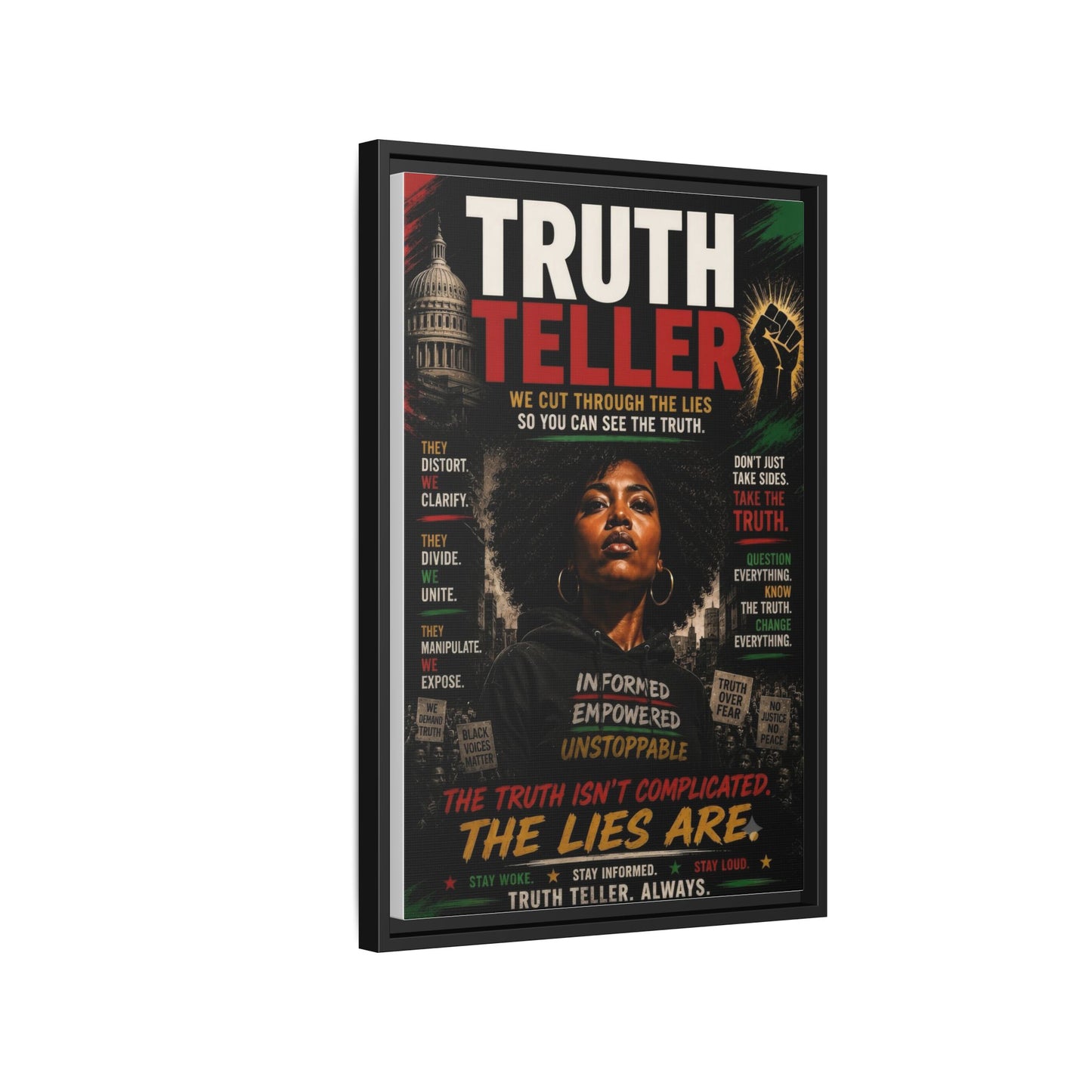 Truth Teller We Cut Through the Lies So You Can See the Truth. Framed Matte Canvas Wall Art