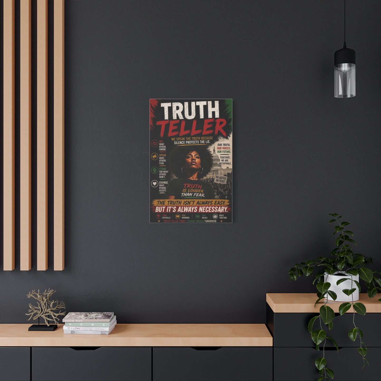 Truth Teller We Cut Through the Lies So You Can See the Truth. Canvas Wall Art