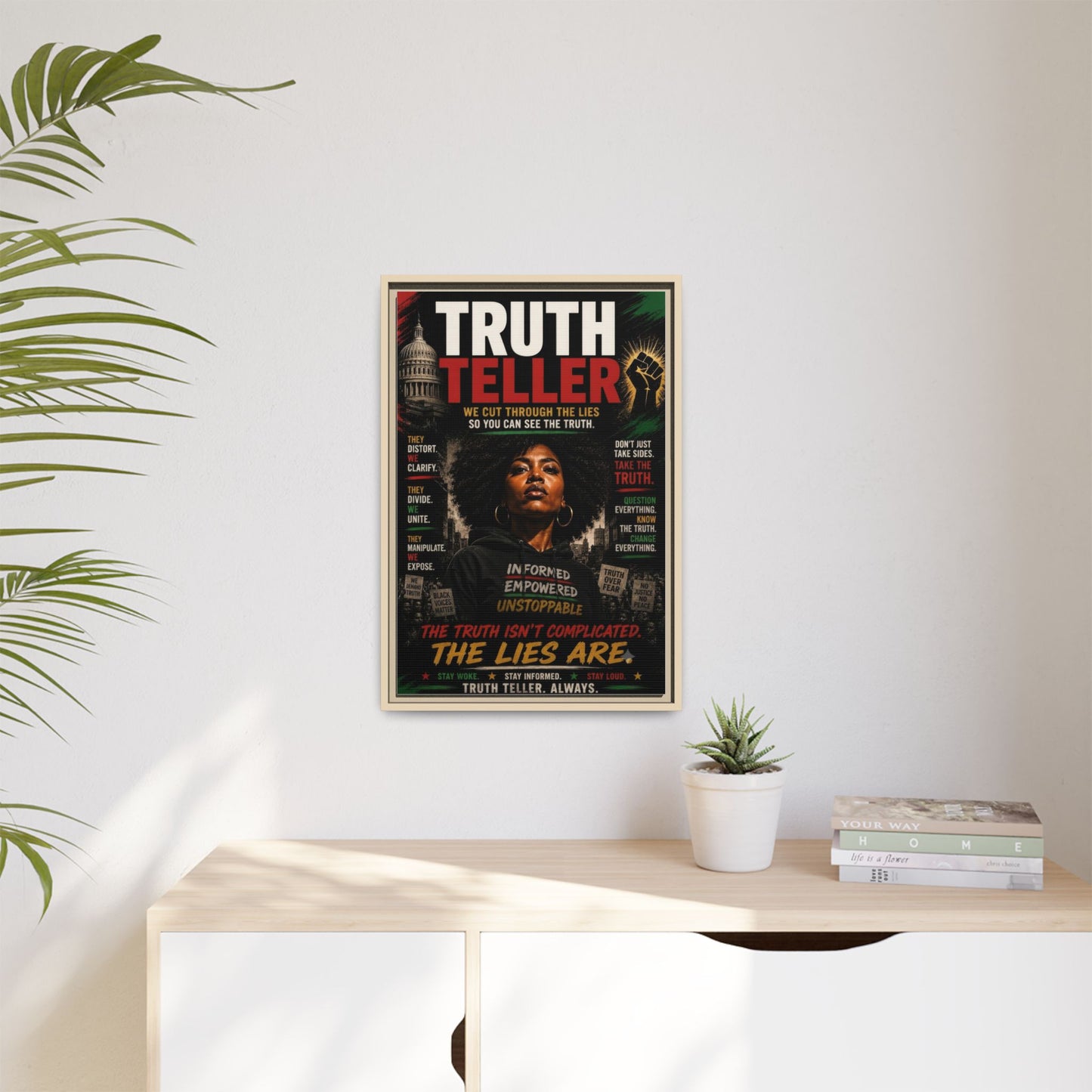 Truth Teller We Cut Through the Lies So You Can See the Truth. Framed Matte Canvas Wall Art