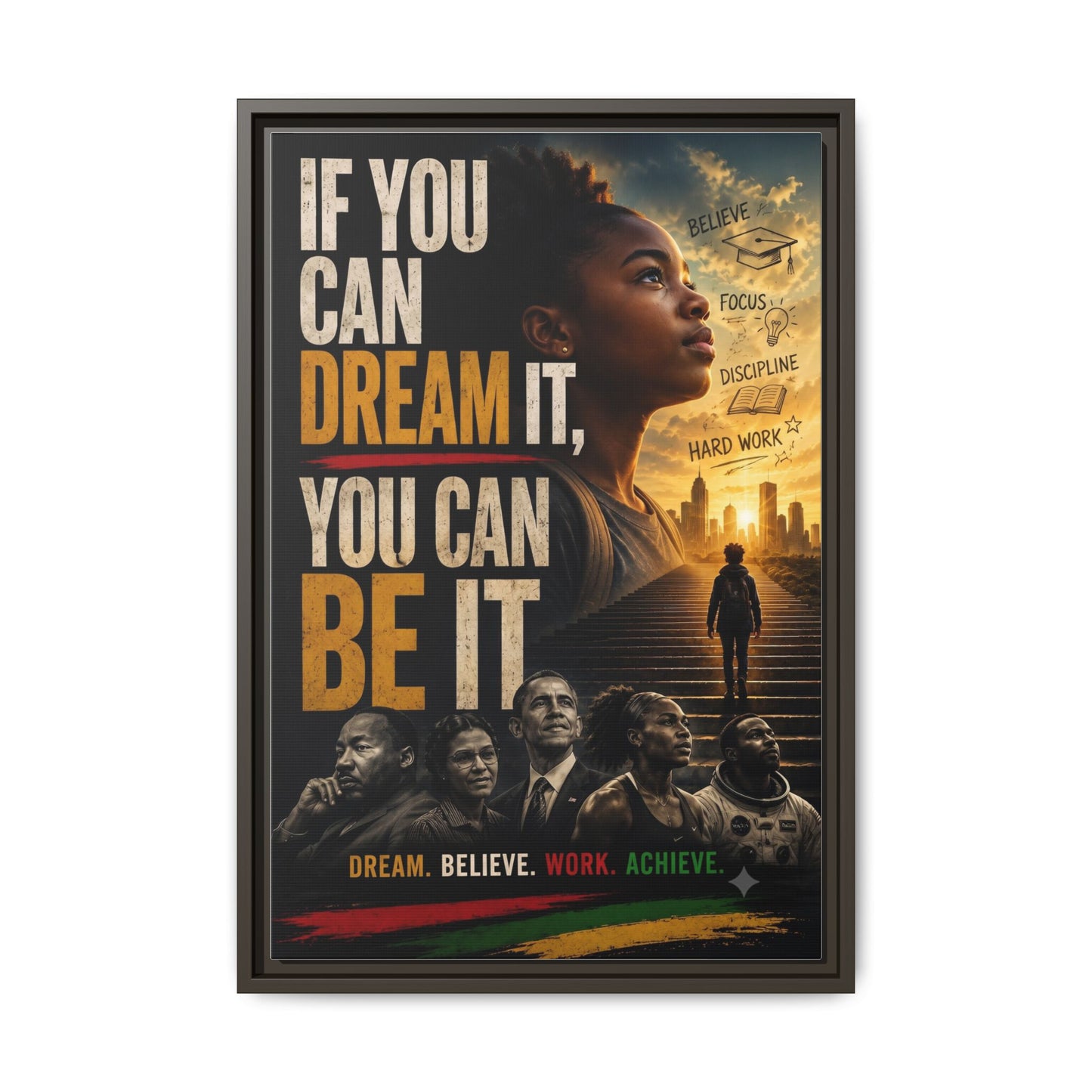 "If You Can Dream It, You Can Be It" Framed Canvas Wall Art