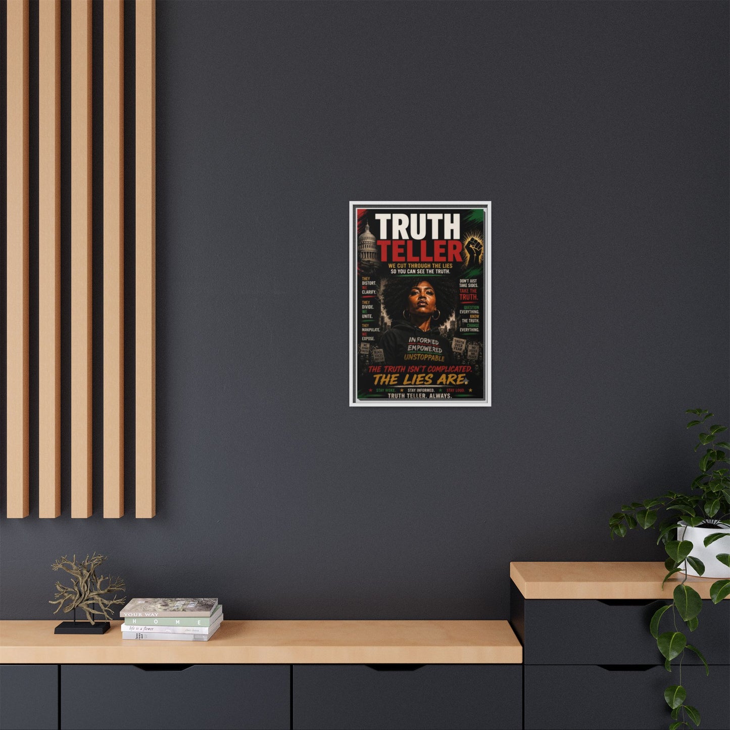 Truth Teller We Cut Through the Lies So You Can See the Truth. Framed Matte Canvas Wall Art