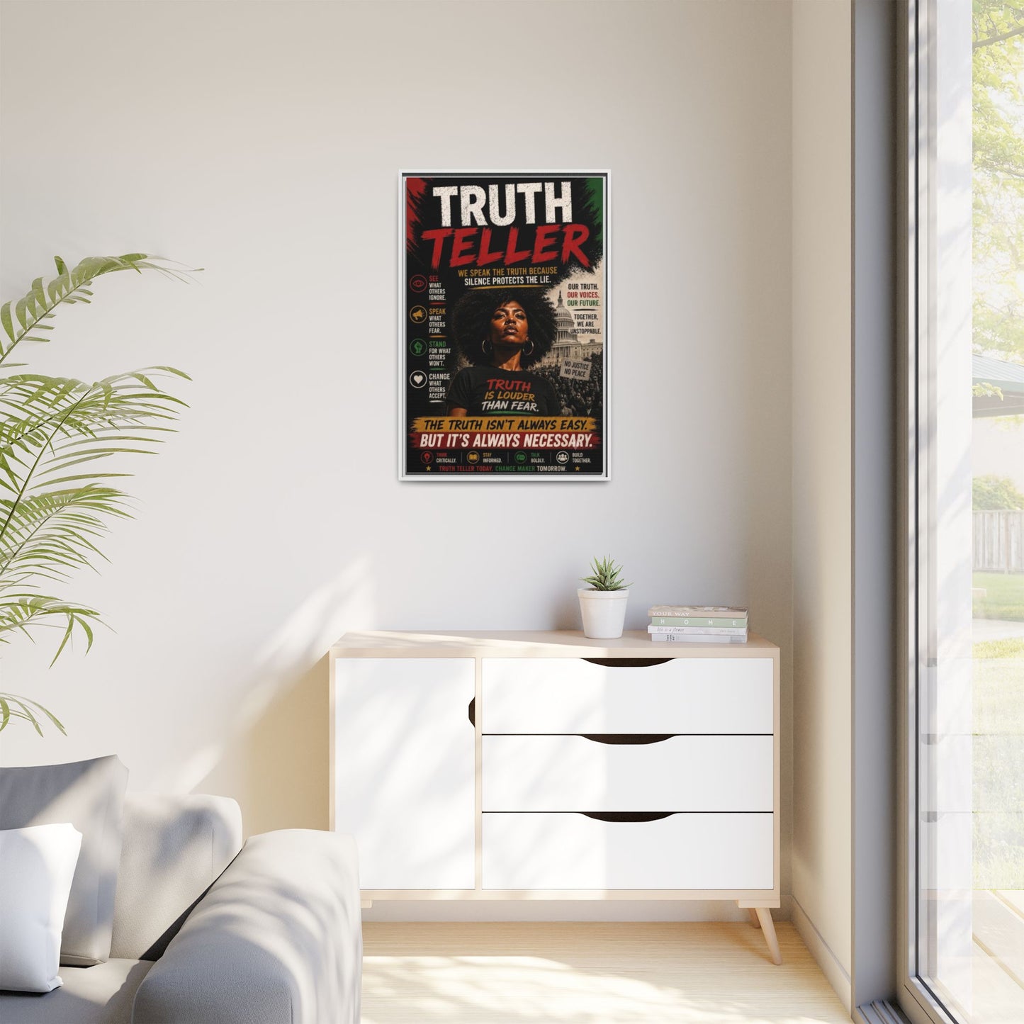 Truth Teller We Speak the Truth Because Silence Protects the Lie  Framed Matte Canvas Wall Art