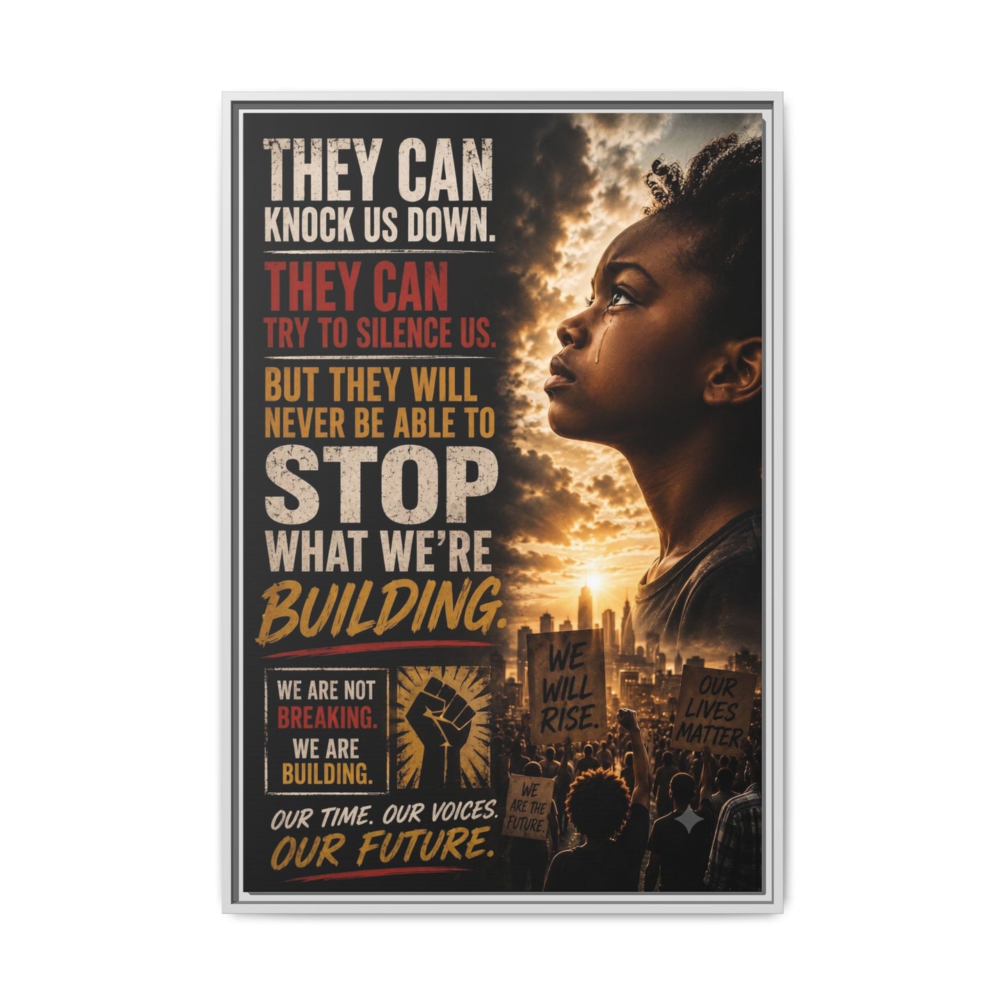"They Can Knock Us Down" Framed Matte Canvas Wall Art