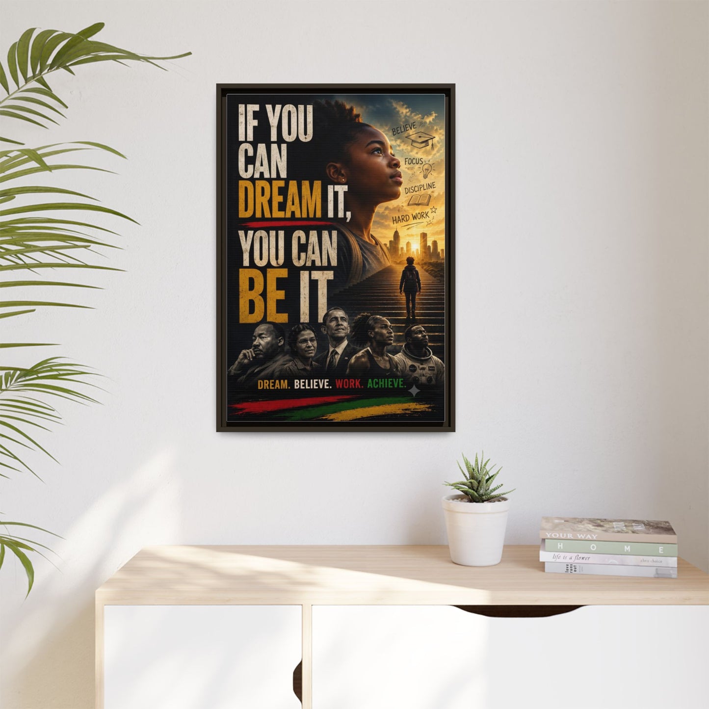 "If You Can Dream It, You Can Be It" Framed Canvas Wall Art