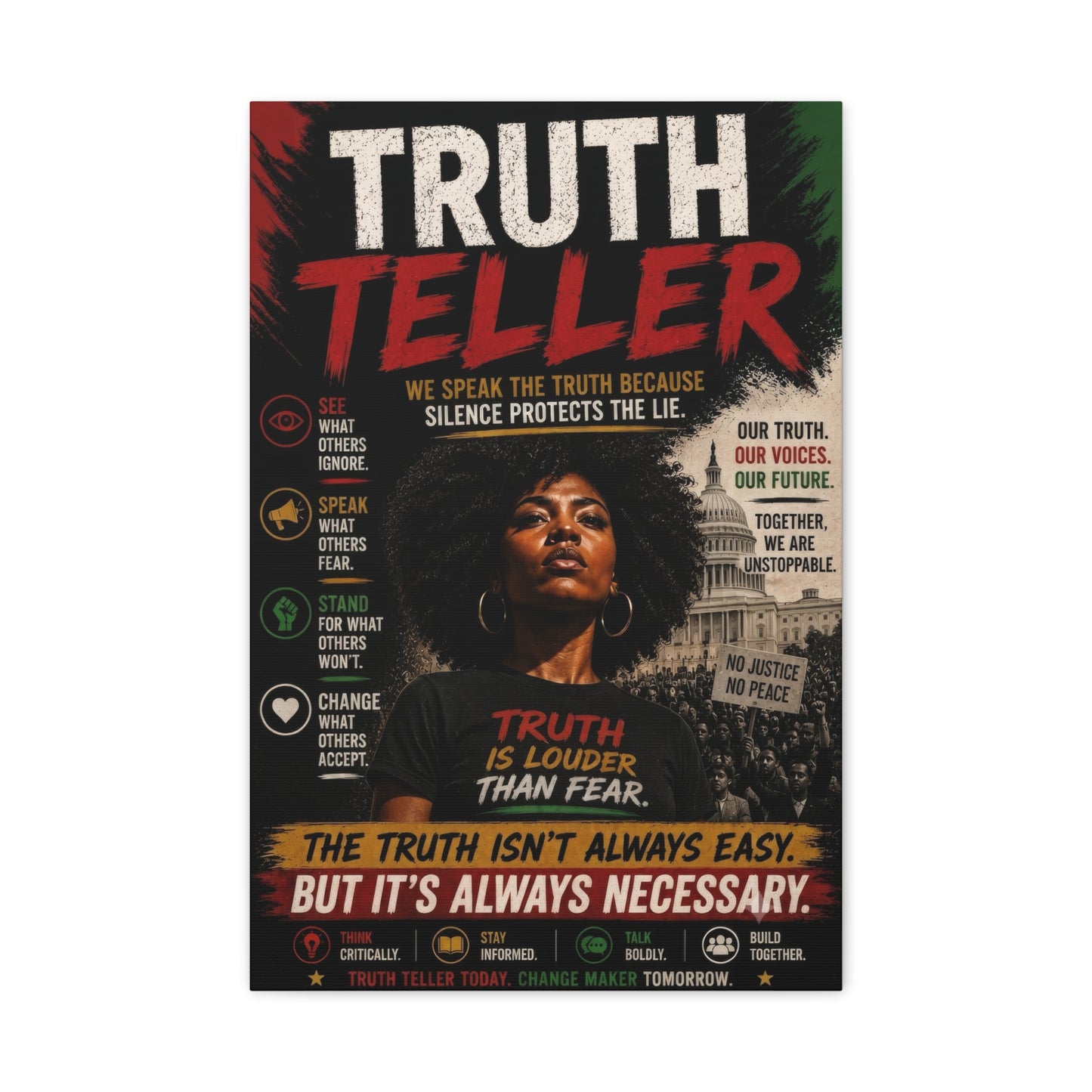 Truth Teller We Cut Through the Lies So You Can See the Truth. Canvas Wall Art