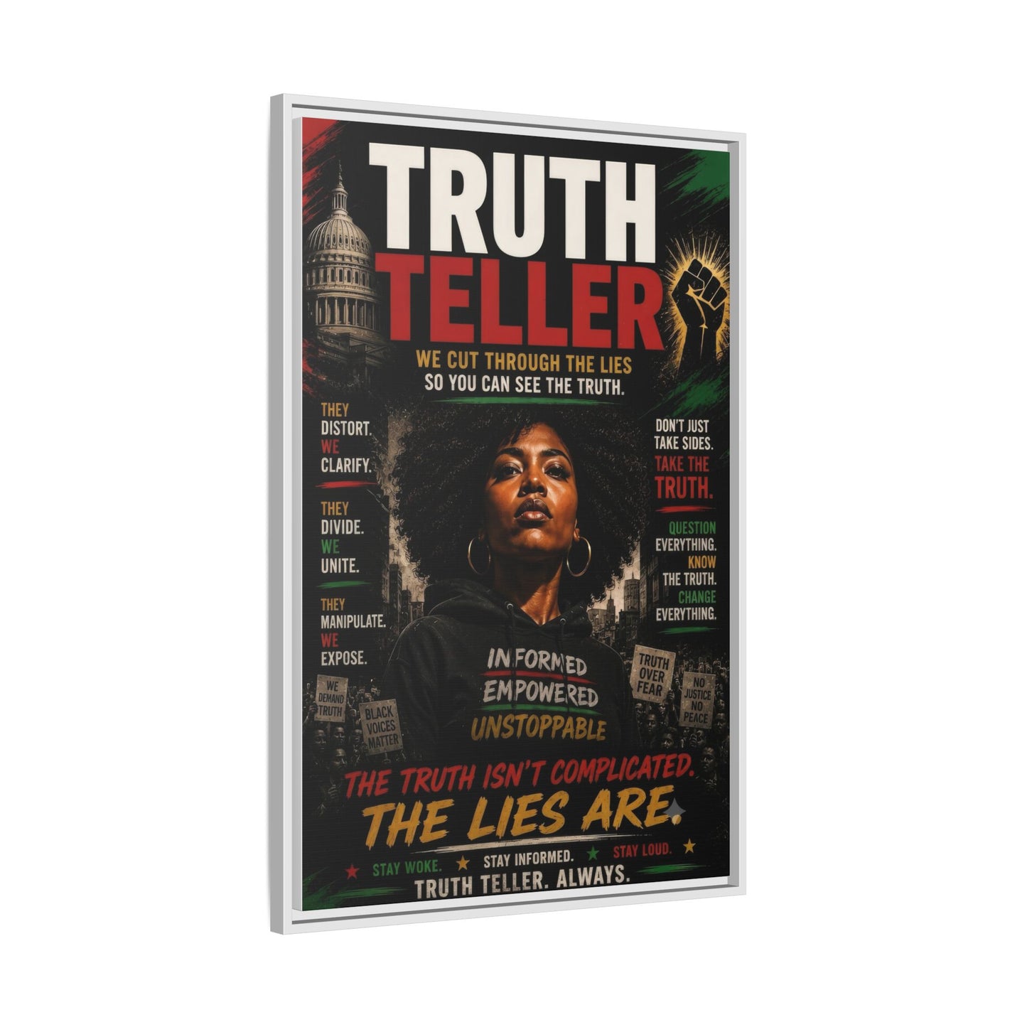 Truth Teller We Cut Through the Lies So You Can See the Truth. Framed Matte Canvas Wall Art