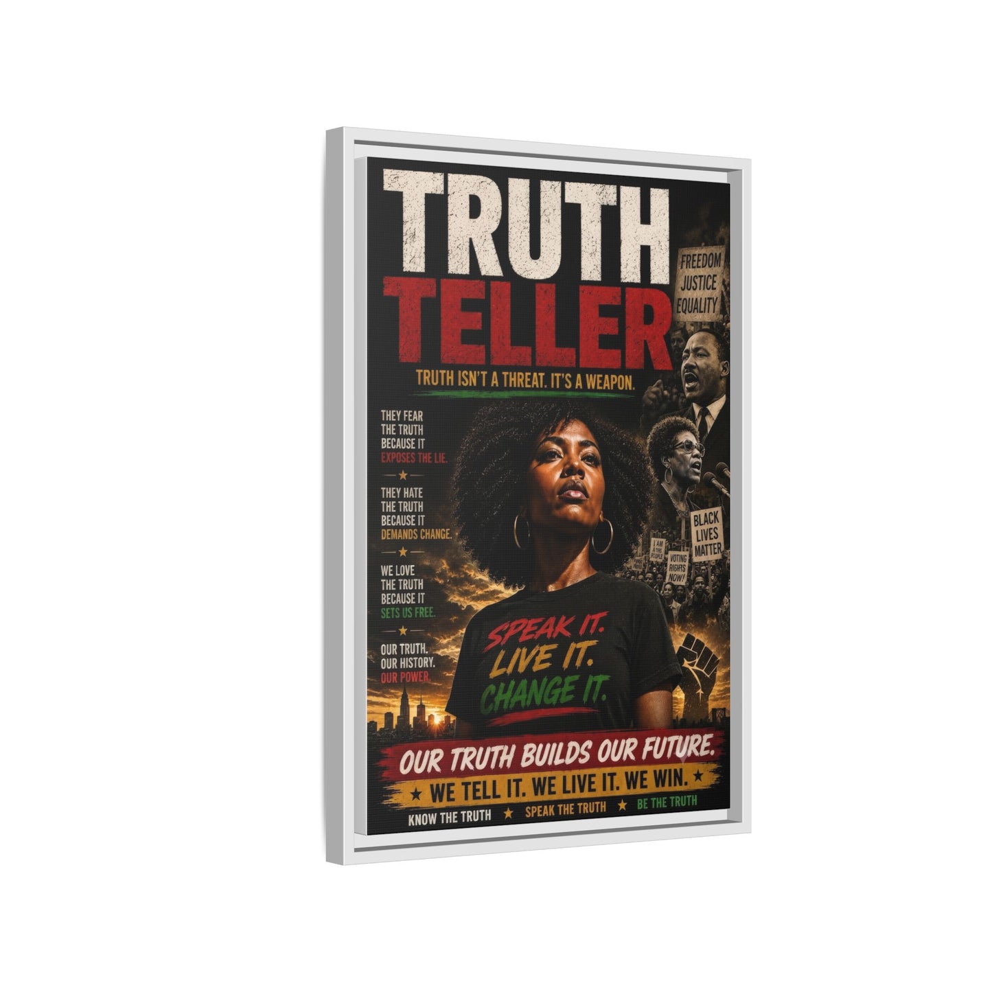 Truth Teller Truth Isn't a Threat. It's a Weapon Framed Canvas  Wall Art