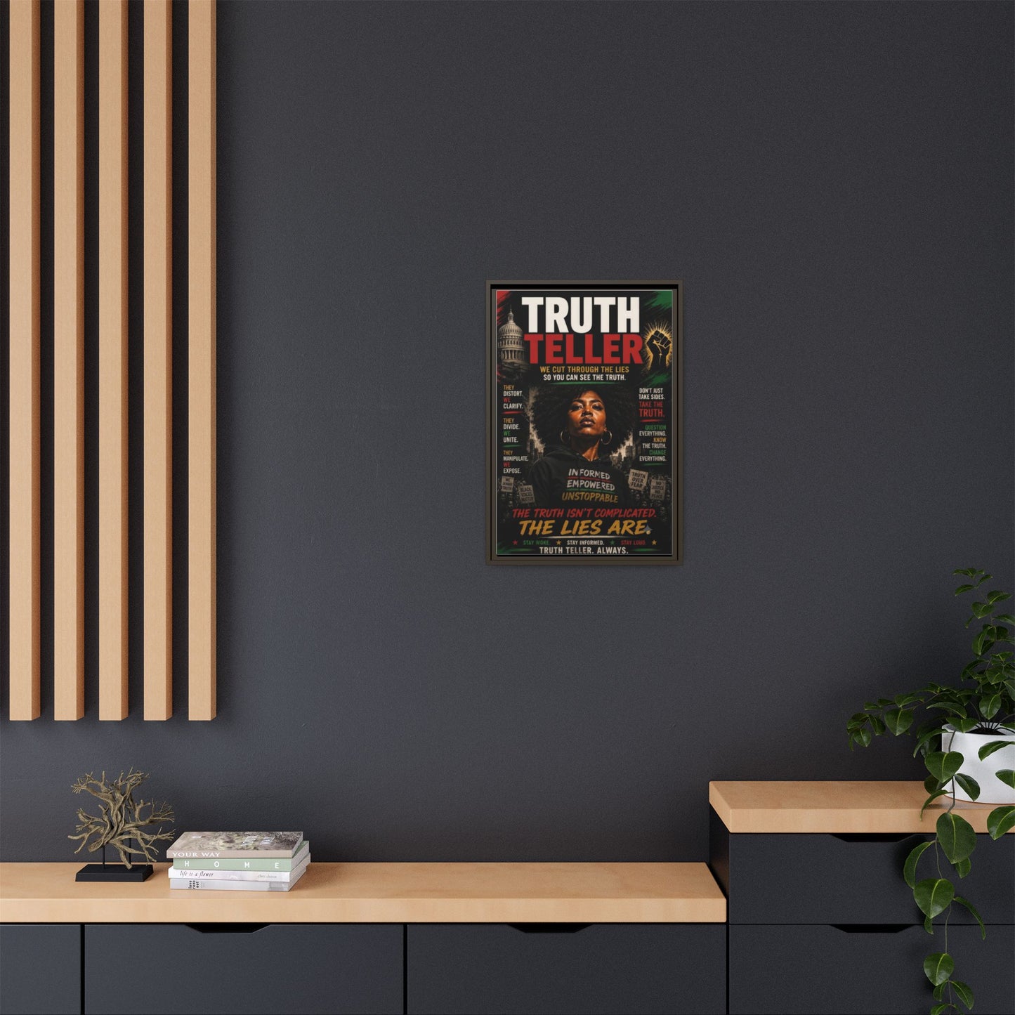 Truth Teller We Cut Through the Lies So You Can See the Truth. Framed Matte Canvas Wall Art